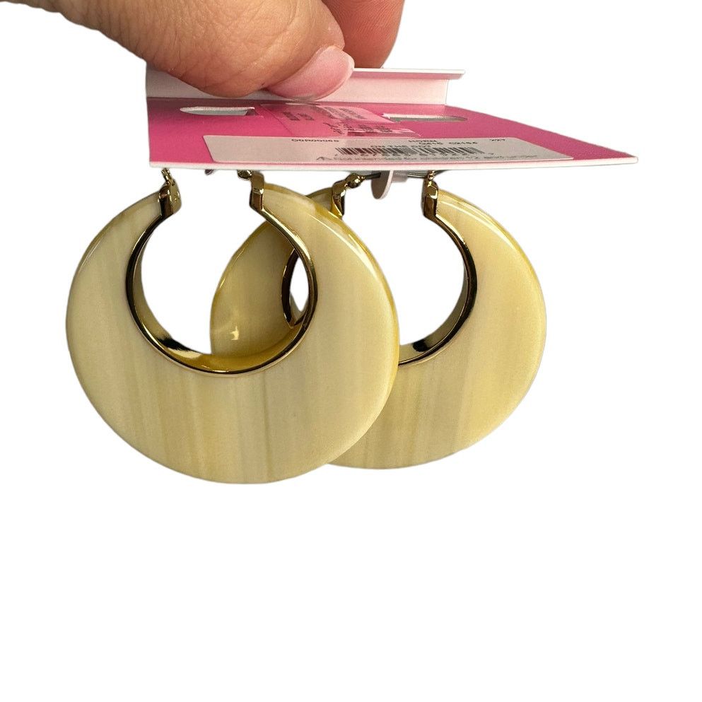 Kate Spade Kate Spade Gold Plated Horn Cream Resin Large Hoop Earrings Size ONE SIZE - 4 Thumbnail