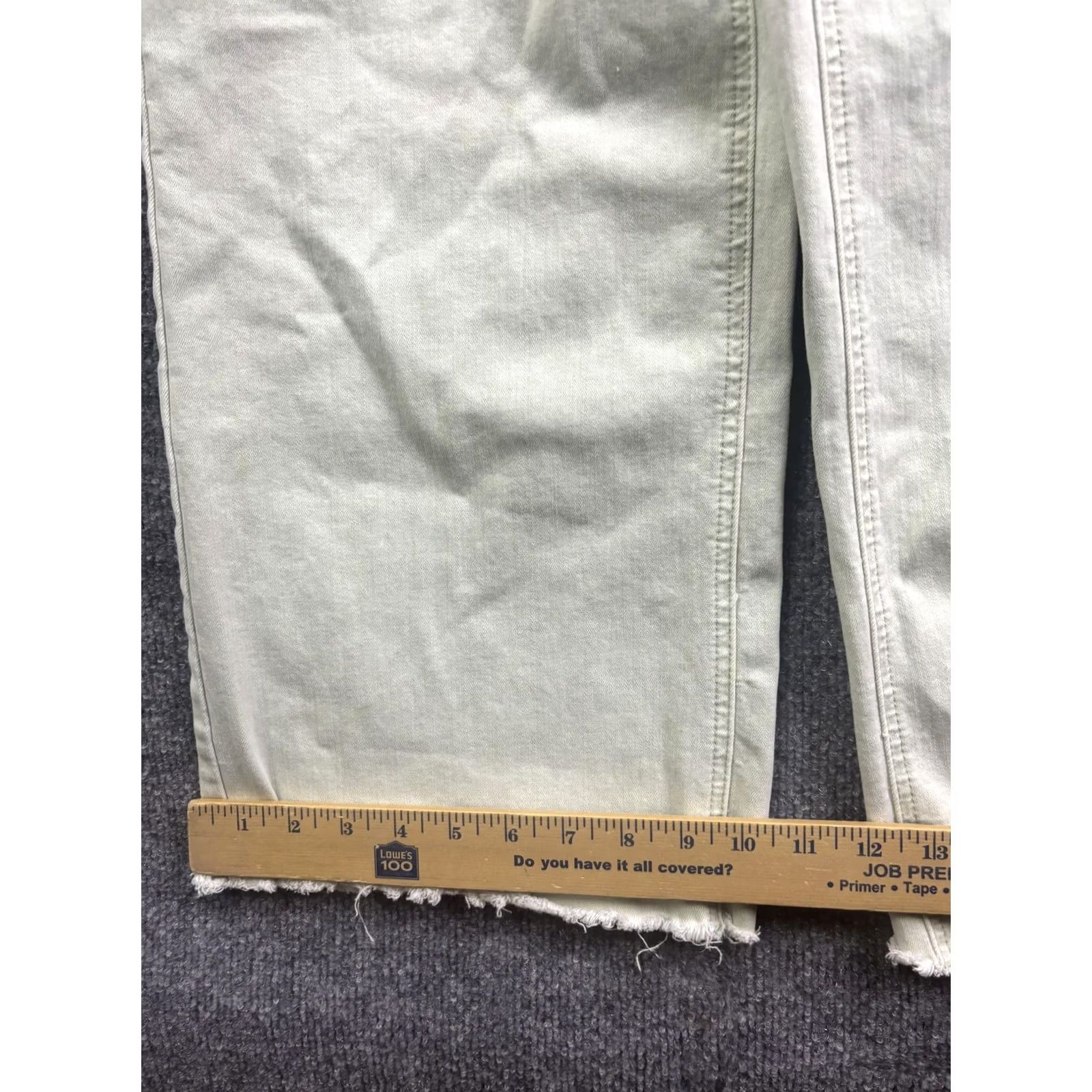 Vintage OAT Jeans Womens 6/28 Wide-Leg Crop Denim Light Green High Rise 26.5 Inseam 28 Waist Fringed Raw Hem Stretch Pockets Zipper Button Size 28" / US 6 / IT 42 - 6 Thumbnail