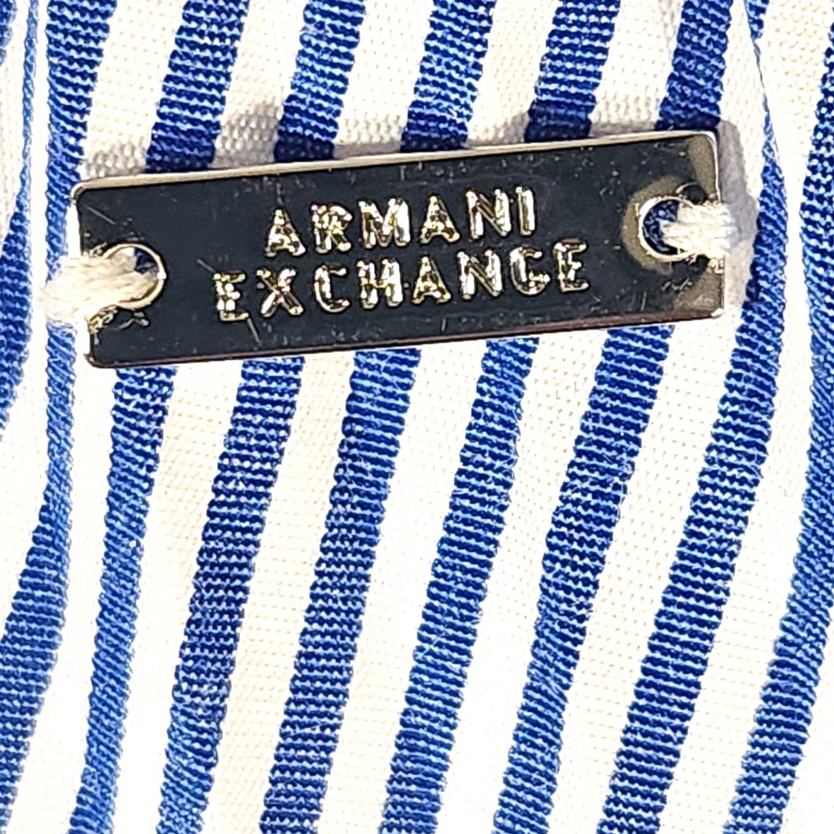 Armani Exchange Armani Exchange Skirt Womens 12 Blue White Pleated Stripe Sheer Panel Midi Size 34" / US 12 / IT 48 - 3 Thumbnail