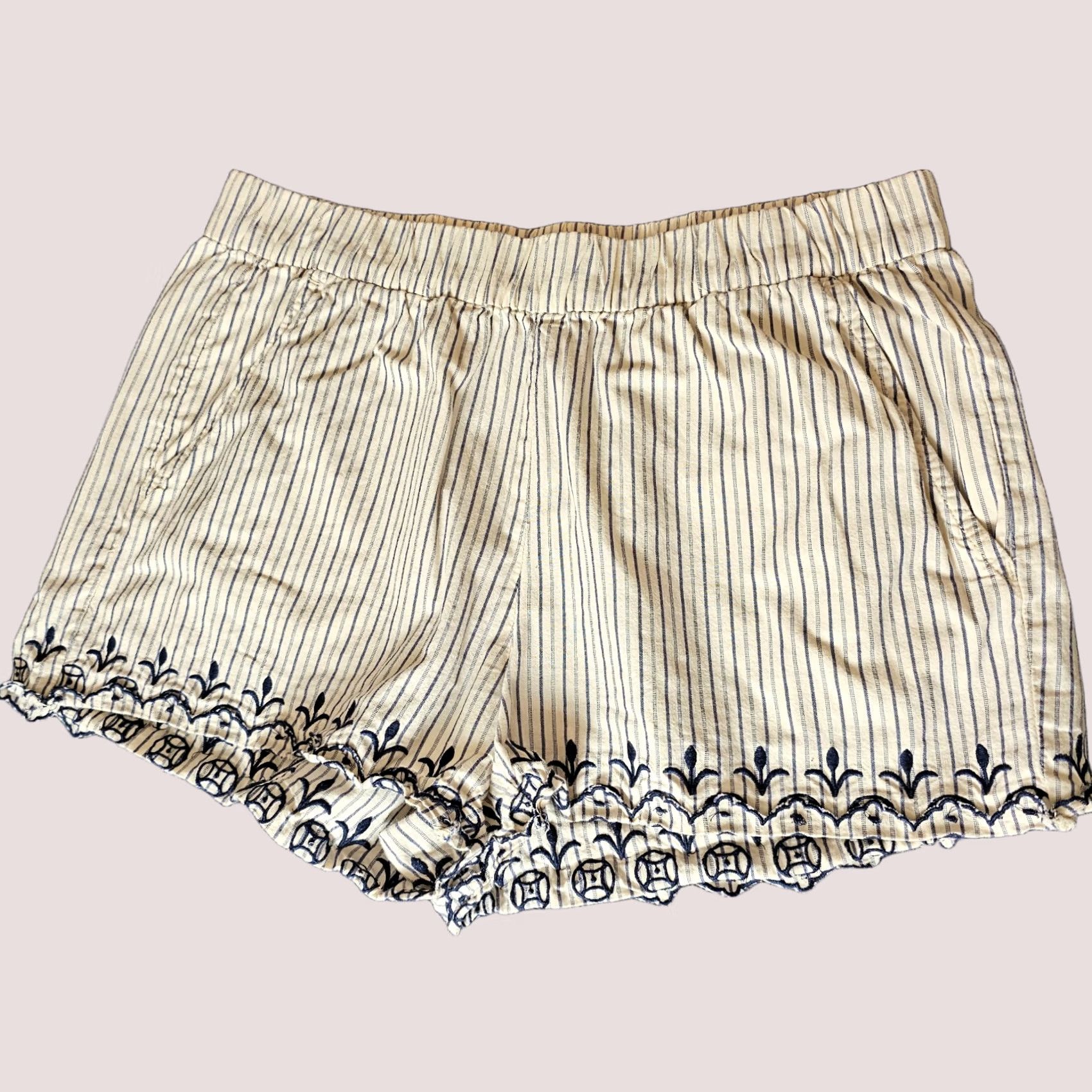 Madewell VINTAGE Madewell Pajama Shorts Women's XS Beige Striped Elastic Waist Leg Design Shirt? Size 26" / US 2 / IT 38 - 1 Thumbnail