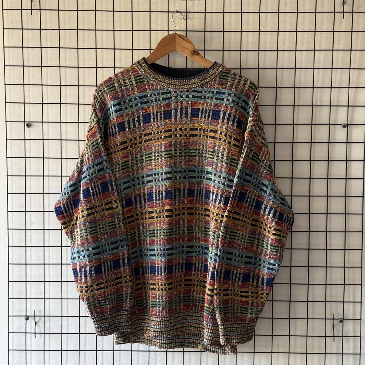 Vintage Vintage 90s Wool Jumper Cable Knit Multi Colour Norway Size US L / EU 52-54 / 3 - 1 Thumbnail
