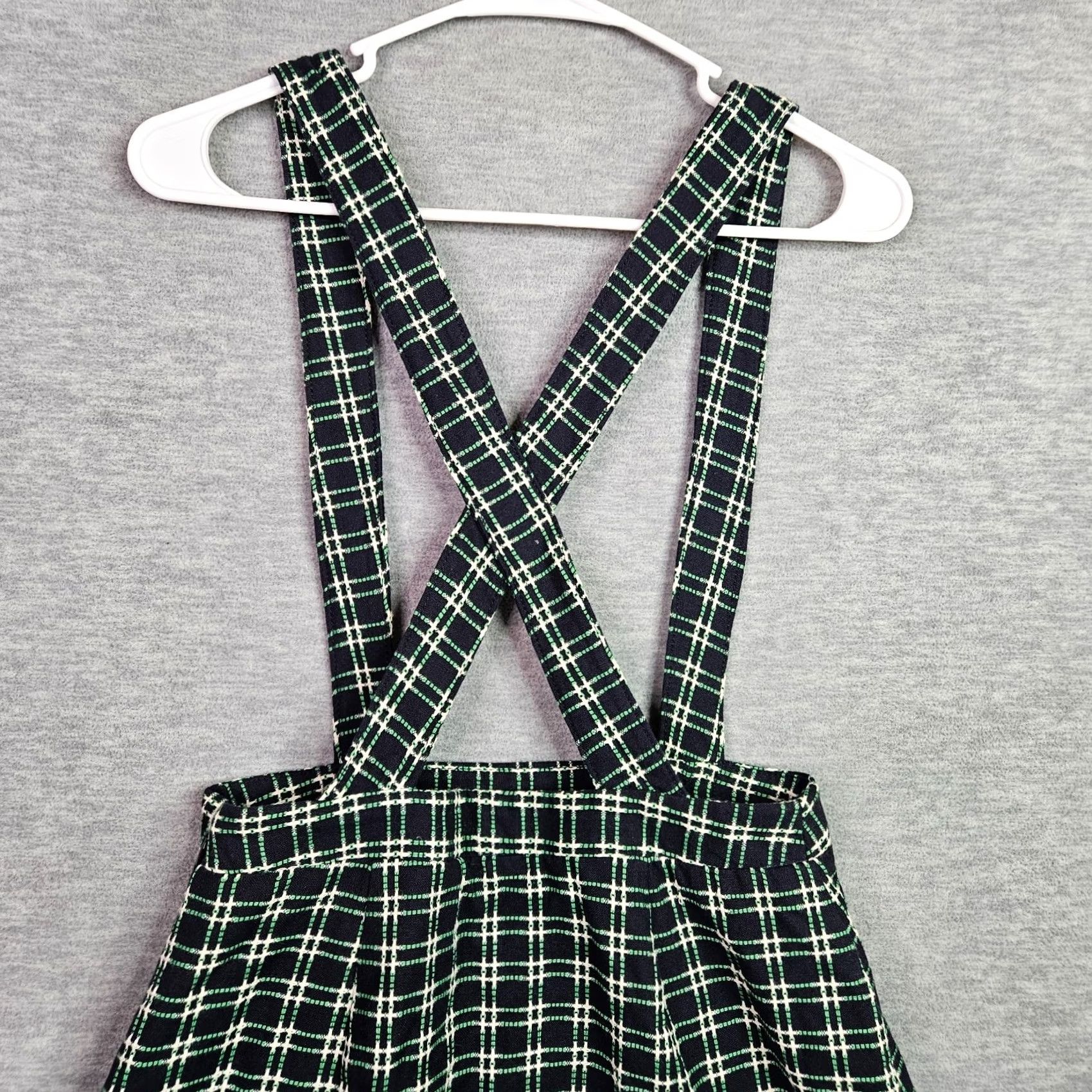 Anthropologie Maeve Anthropologie Green Plaid Suspender Pinafore A-Line Dress Women 4P Sleeveless All Season Unlined Cotton Vintage: No Size 27" / US 4 / IT 40 - 3 Thumbnail