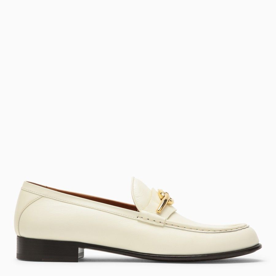 Valentino o1d2blof1024 Leather V Logo Loafers in Ivory Size US 6 / IT 36 - 2 Thumbnail
