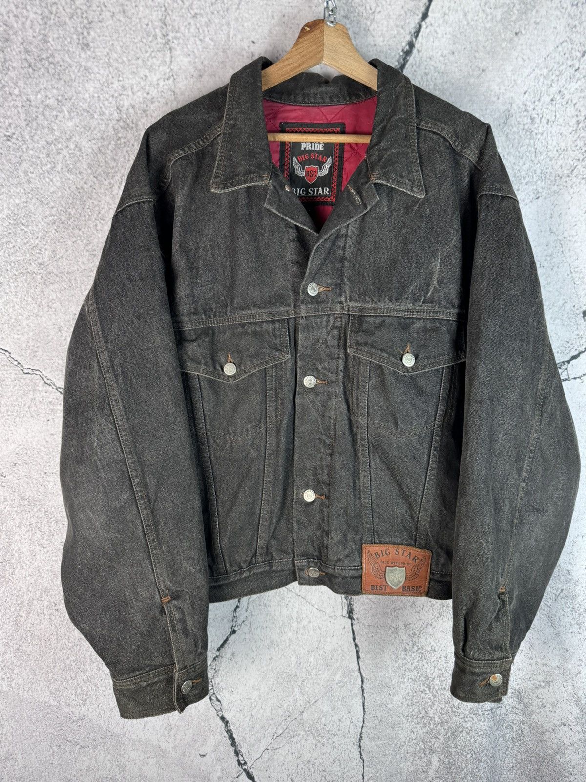 Vintage Vintage 90s Heavy Denim Trucker Jacket Made In USA Rare Hype Size US L / EU 52-54 / 3 - 1 Thumbnail