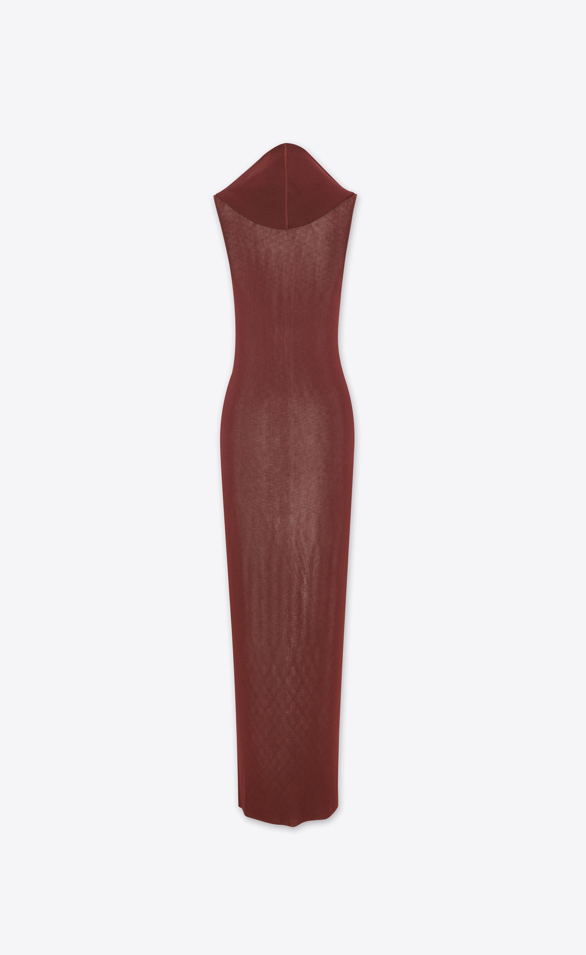 Saint Laurent Paris o1s1wg110225 745646 Hooded Dress in Knit in Burgundy Size M / US 6-8 / IT 42-44 - 3 Thumbnail