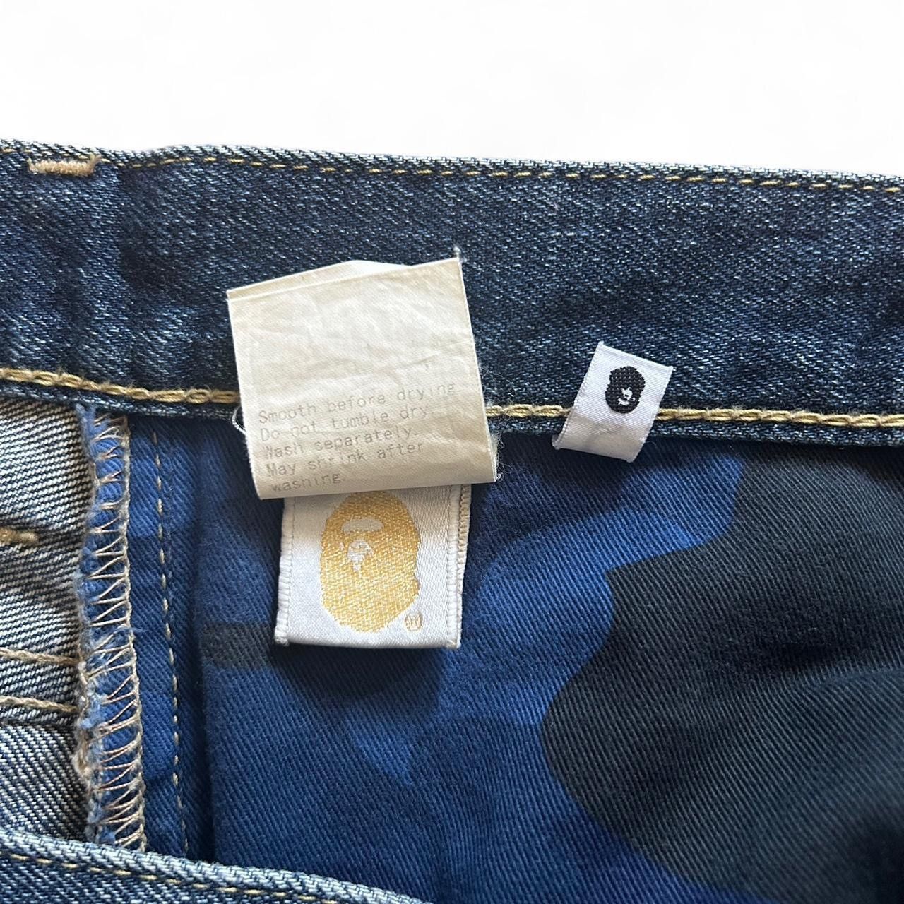 Bape × Vintage Bape Medium Wash Spellout Denim Shorts Size US 35 - 5 Thumbnail