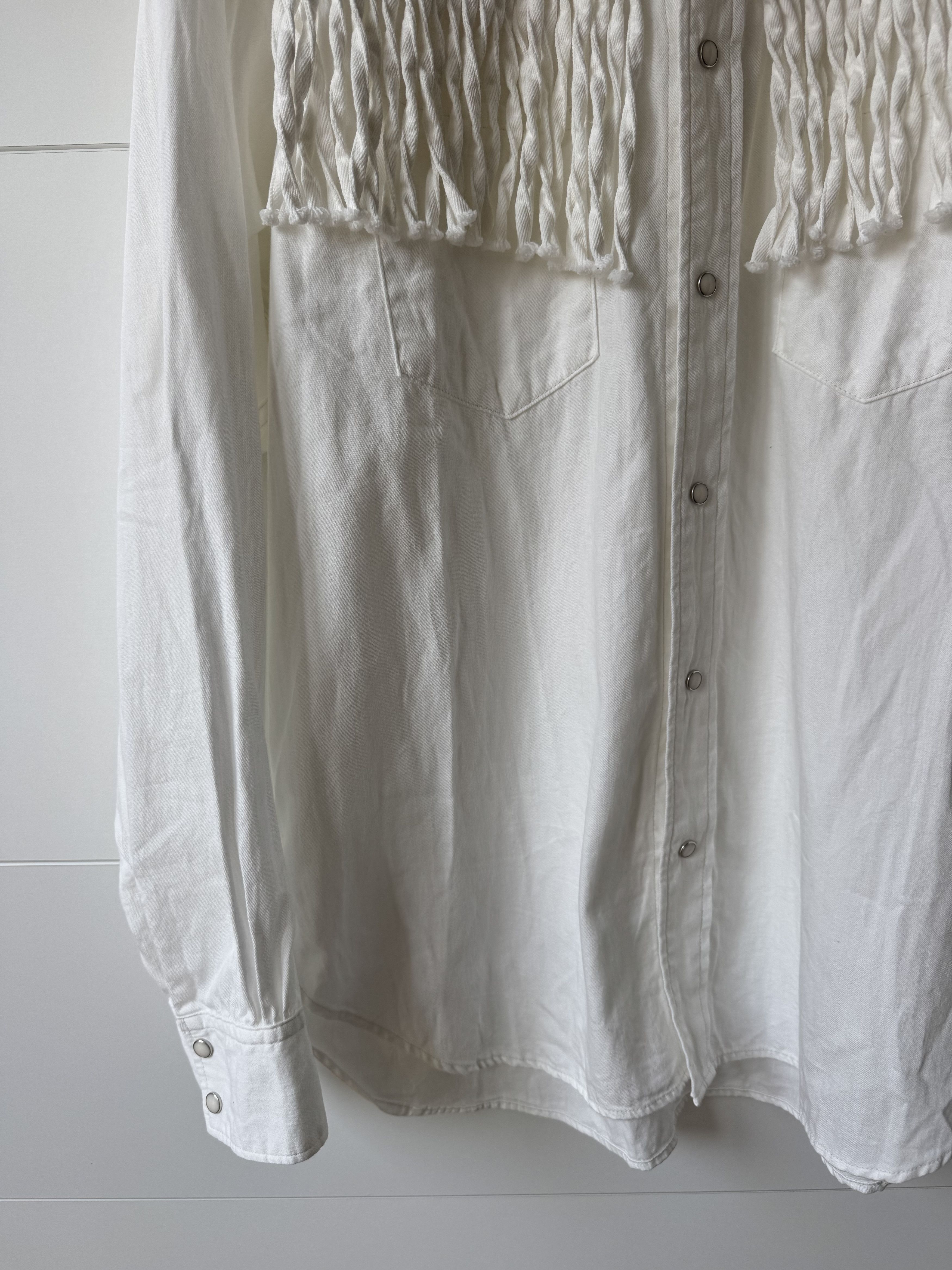 Kapital [3] 5.5oz Denim Fringe Husky Western Shirt in White Size US L / EU 52-54 / 3 - 2 Thumbnail