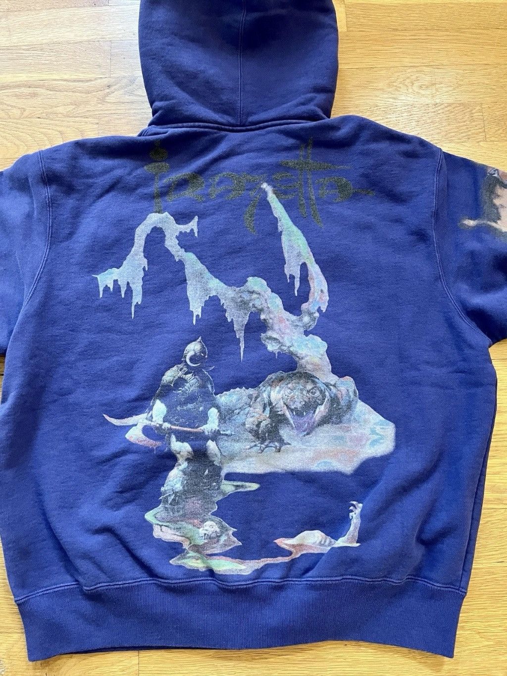 Supreme Frank Frazetta Zip Up Hooded Sweatshirt Washed Navy