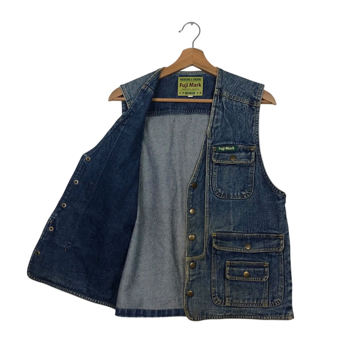 Japanese Brand 📌Vintage Denim Work Jacket Biker Fuji Mark Size US M / EU 48-50 / 2 - 12 Thumbnail