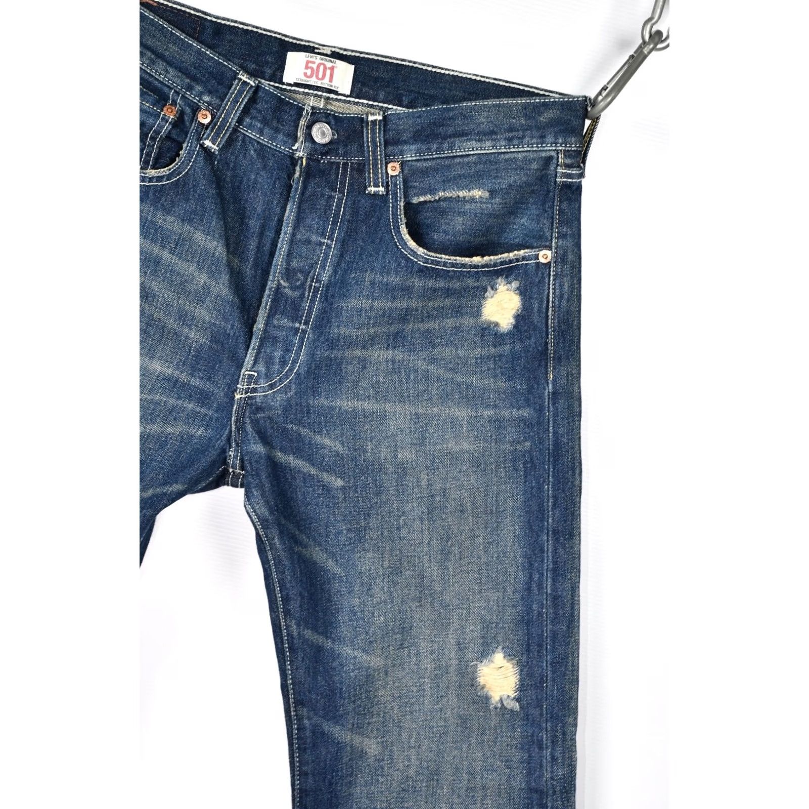 Levi's Levi's 501 Jeans Distressed Mens W31/L30 Straight Button Fly Casual Blue Denim 5-Pocket Vintage No N/A Size US 31 - 2 Thumbnail