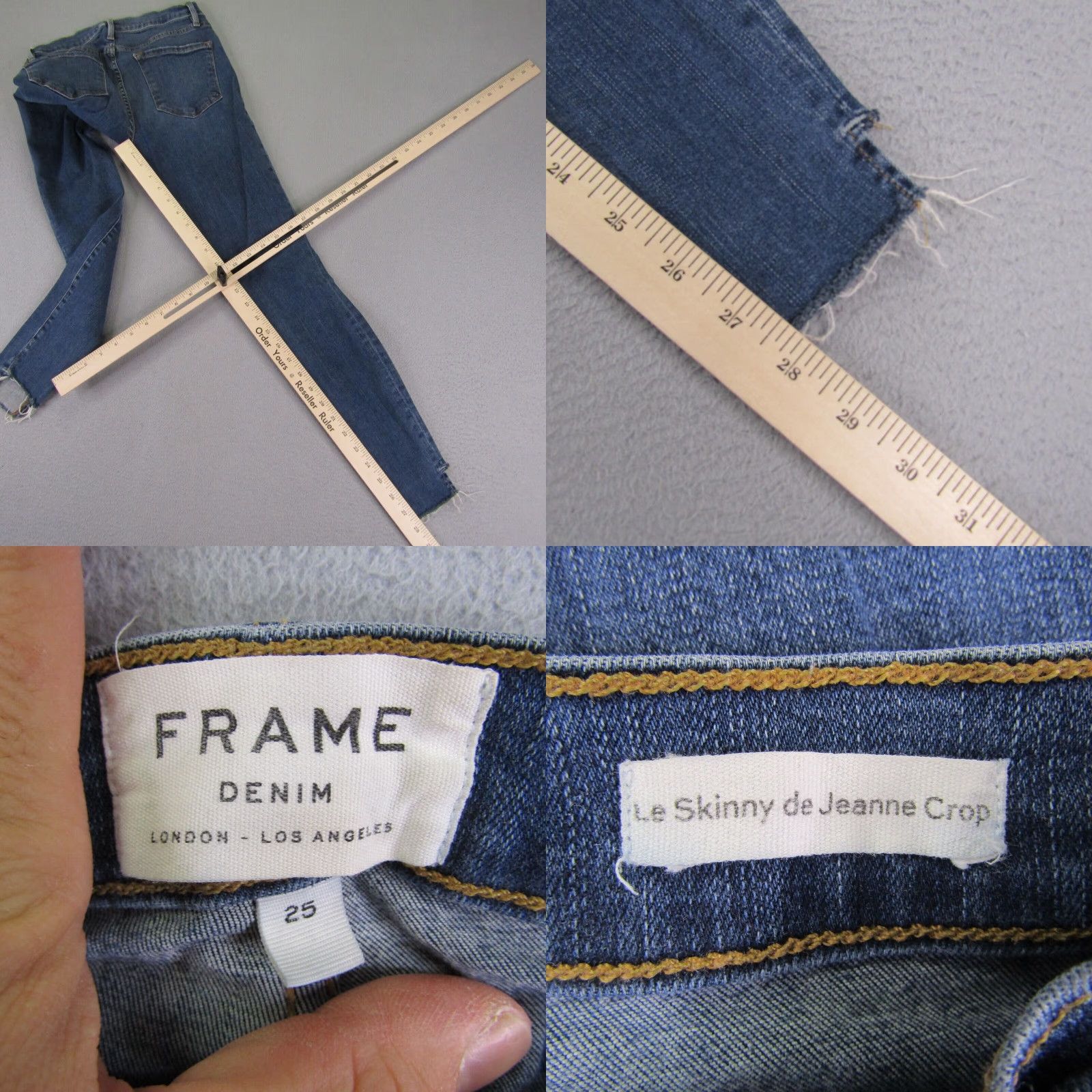 Frame FRAME Jeans Womens 25 Blue Denim Le Skinny de Jeanne Crop Frayed Whisker Crop Slim 27.5in Denim Jeans Womens FRAME Le Skinny De Jeanne Size 42" / US 20 - 8 Thumbnail