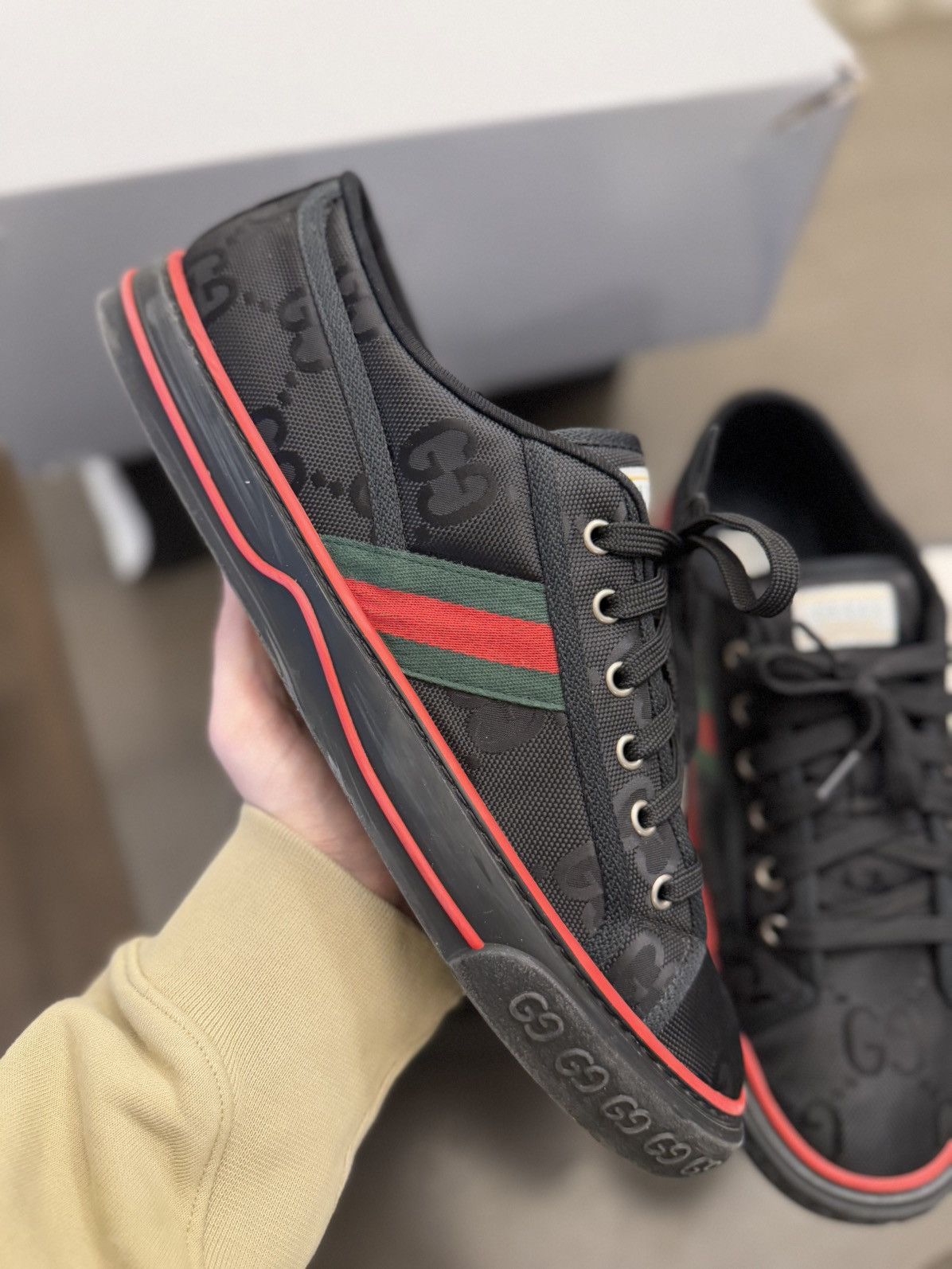 Gucci 12G/12.5US Gucci 1977 Tennis Sneakers GG Canvas Size US 12.5 / EU 45-46 - 10 Thumbnail