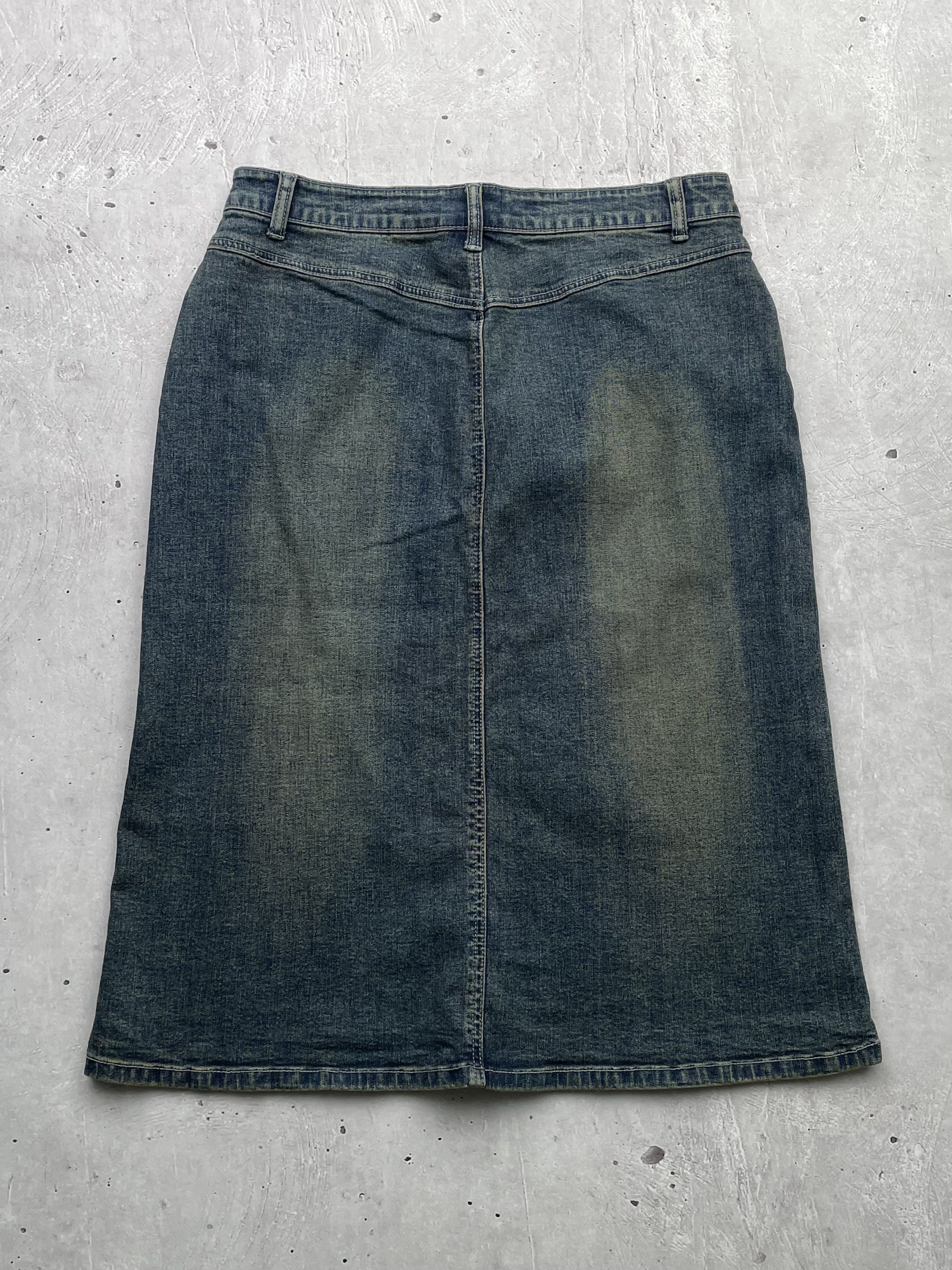 Vintage Vintage Denim Velour Midi Skirt Size 26" / US 2 / IT 38 - 7 Thumbnail