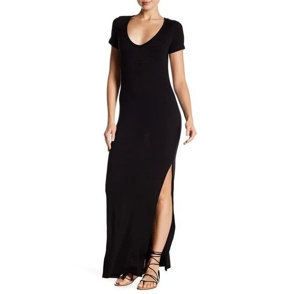 Other Velvet Torch Black V-Neck Maxi Dress With Side Slit Size S / US 4 / IT 40 - 1 Thumbnail