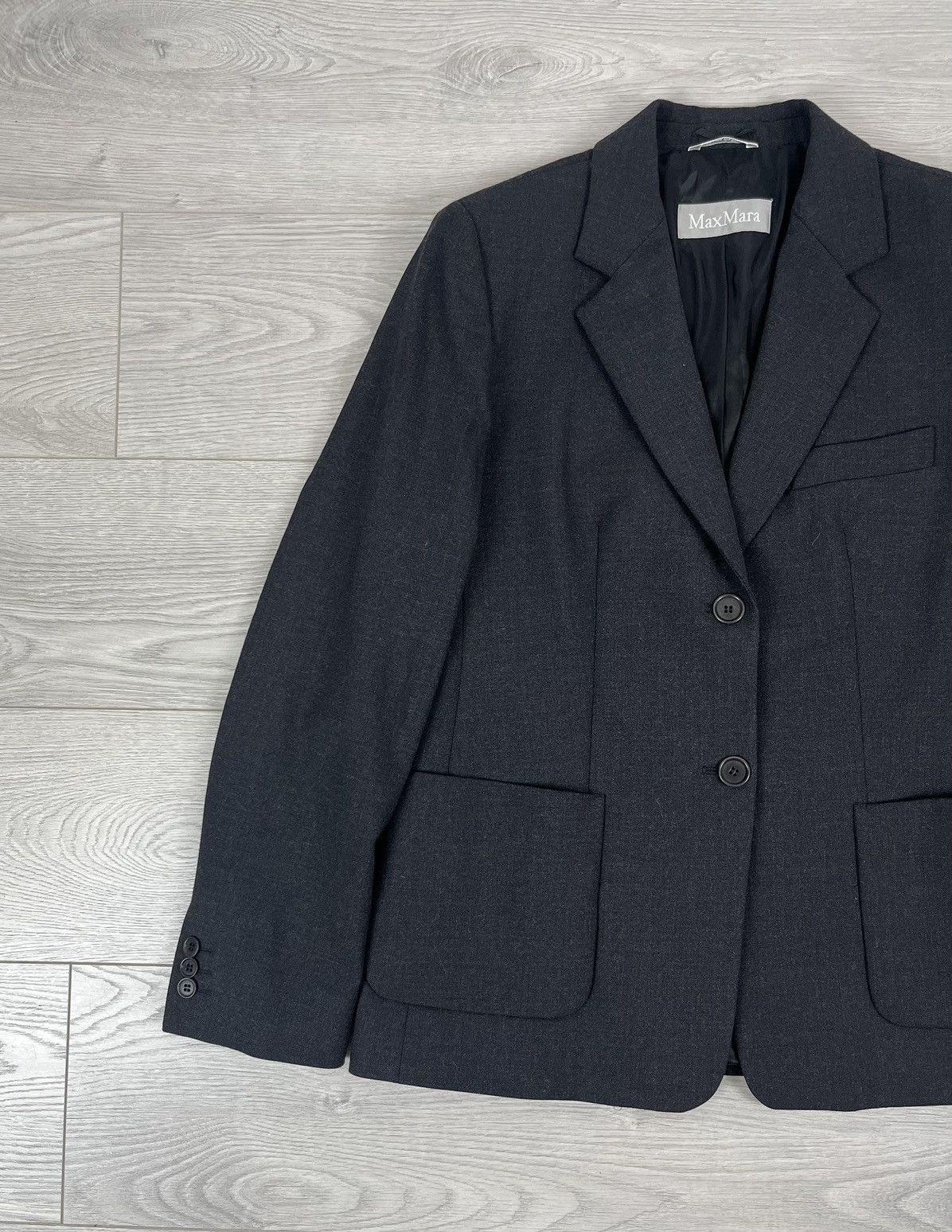 Vintage Max Mara Italy Vintage Black Wool Blazer Jacket Size XL / US 12-14 / IT 48-50 - 3 Thumbnail