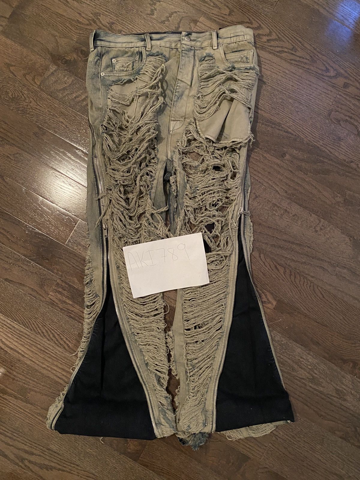Rick Owens FW23 LUXOR RUNWAY BANANA IN 13OZ MINERA SHREDDED DENIM Size US 34 / EU 50 - 1 Thumbnail
