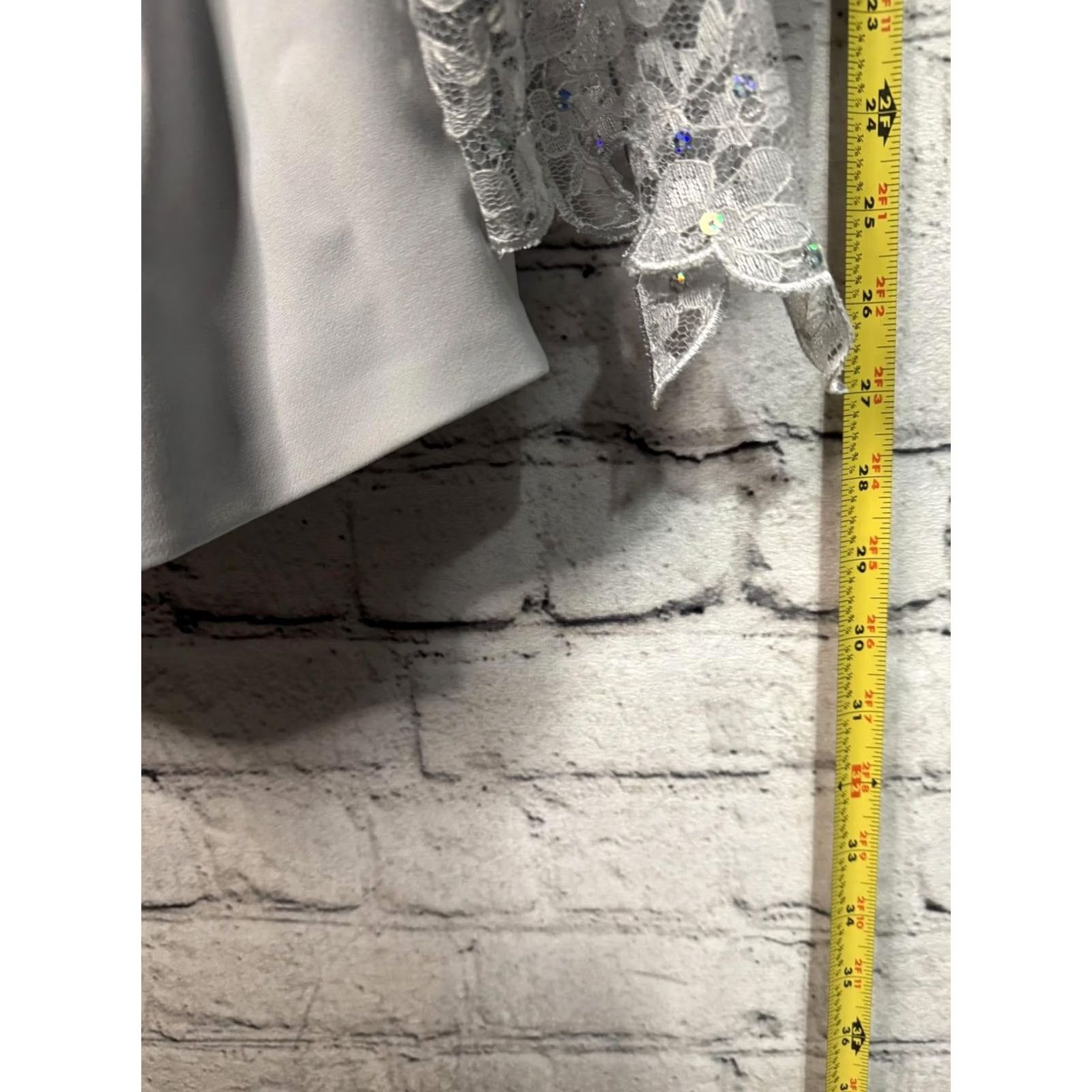 Vintage VINTAGE G.O.S.P.E.L. Blazer Skirt Women's Light Blue Polyester 16 Regular Lace Cuffs Heart Rhinestone Button Long Sleeve Mid-Length Mens Womens Girls Size 38" / US 16 / IT 52 - 5 Thumbnail
