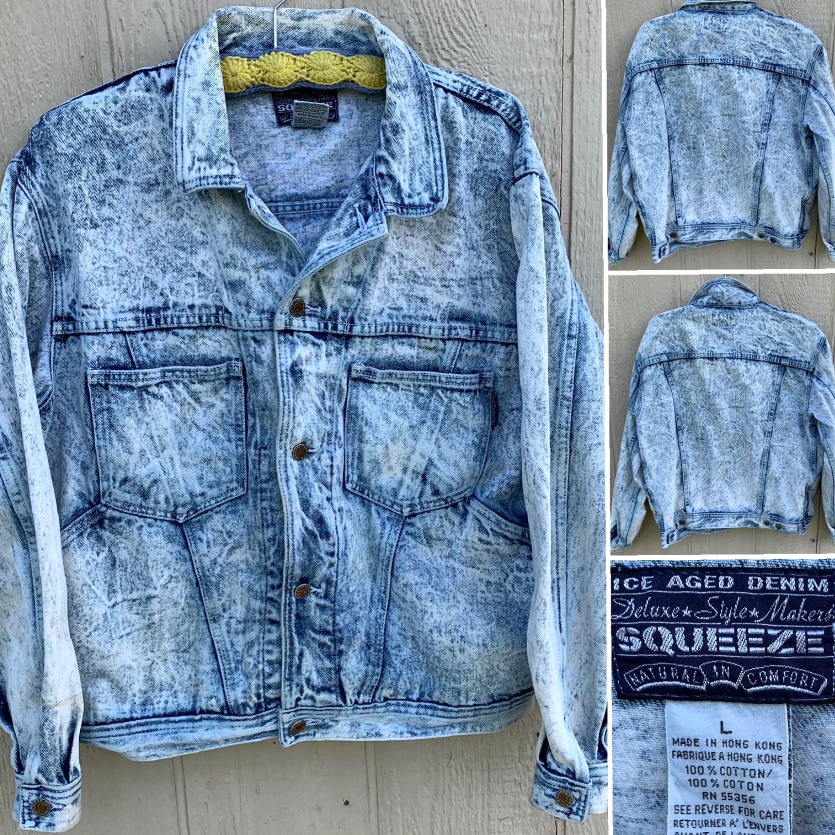 Vintage VINTAGE Squeeze Denim Ice Aged Jeans Jacket Blue 80s 90s Style Acid Wash Size L Grunge Mens Womens Boys Girls Denim Jacket Jeans Size US 33 - 2 Thumbnail