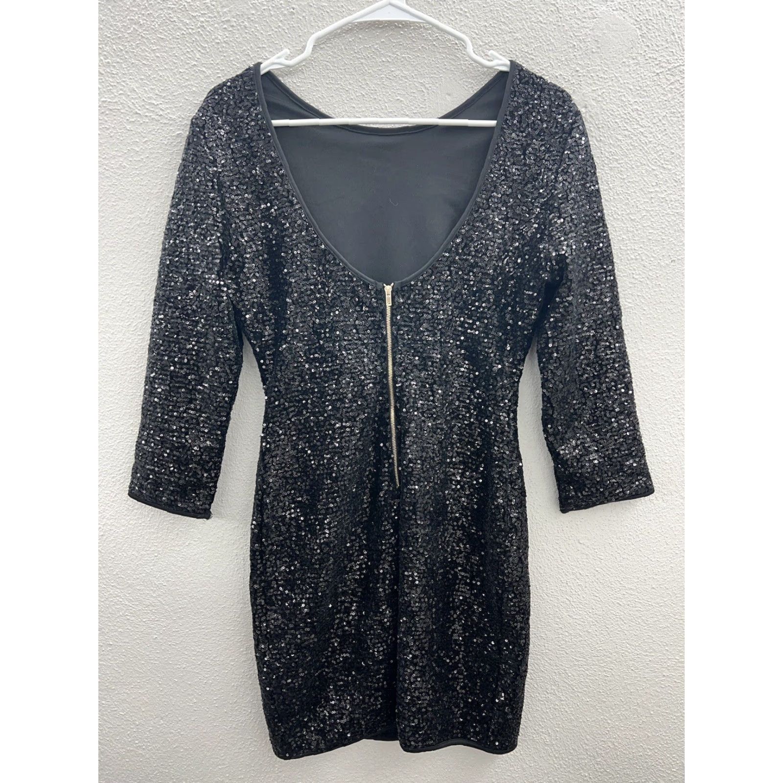 Fashion Nova Womens Fashion Nova Black Sequin Long Sleeve Low Back Dress Size Small Size S / US 4 / IT 40 - 7 Thumbnail
