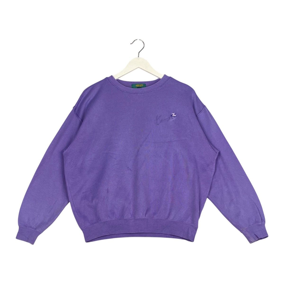Kenzo × Vintage Vintage Kenzo Embroidered Crewneck Sweatshirt Purple Size L / US 10 / IT 46 - 1 Thumbnail