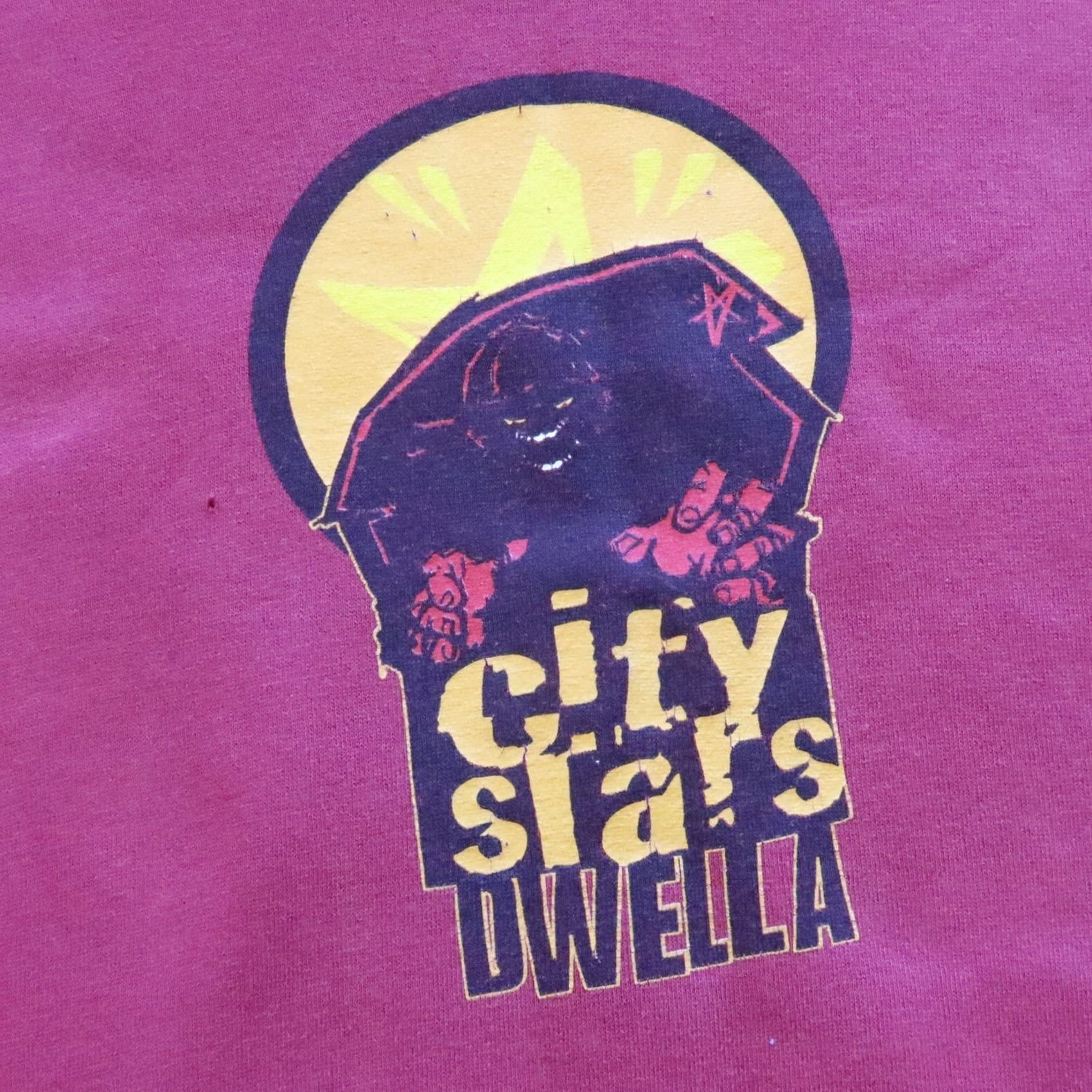 Vintage Vintage City Stars Dwella Skateboard Pullover Hoodie Sweatshirt - Red, Size L, Men, Long Sleeve, Regular, Hoodie, 90s, Pullover Size US L / EU 52-54 / 3 - 6 Thumbnail
