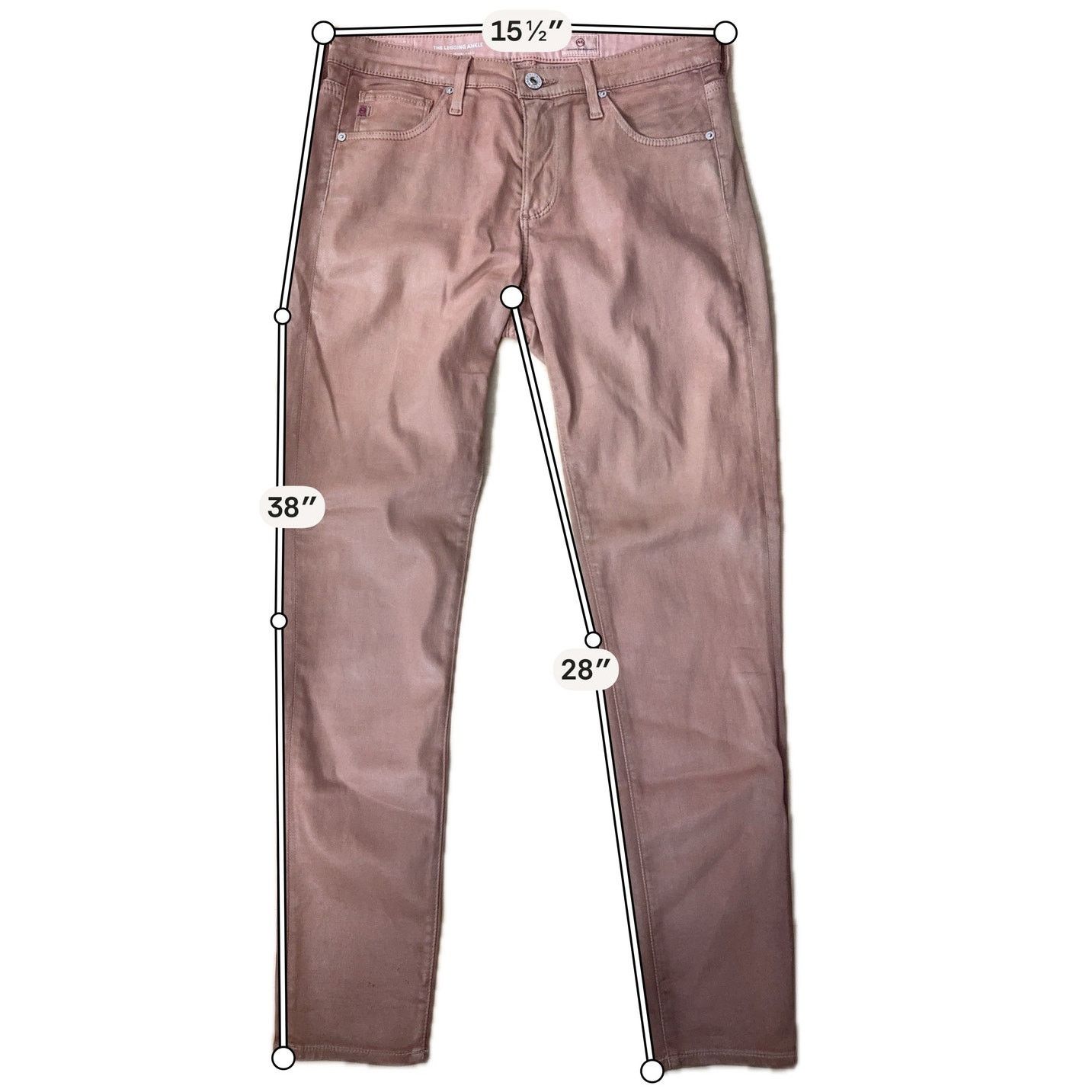 AG Adriano Goldschmied AG Coated Skinny Jeans Brown Legging Ankle 27R Size 27" / US 4 / IT 40 - 10 Thumbnail