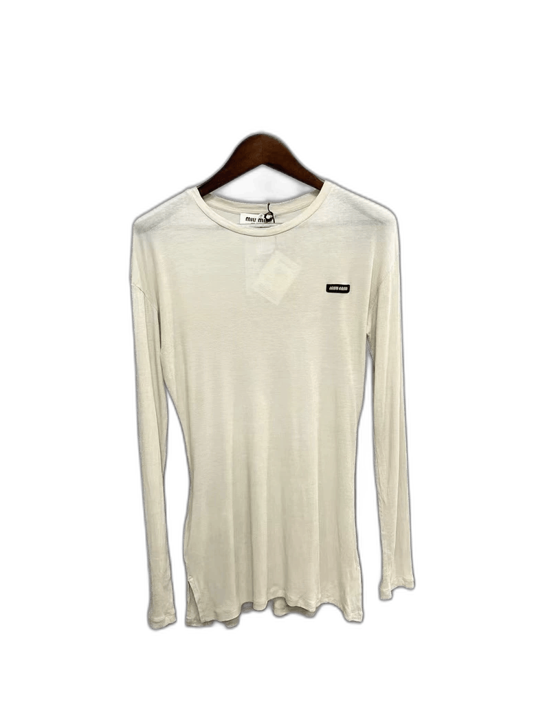 miumiu khaki logo long sleeve top