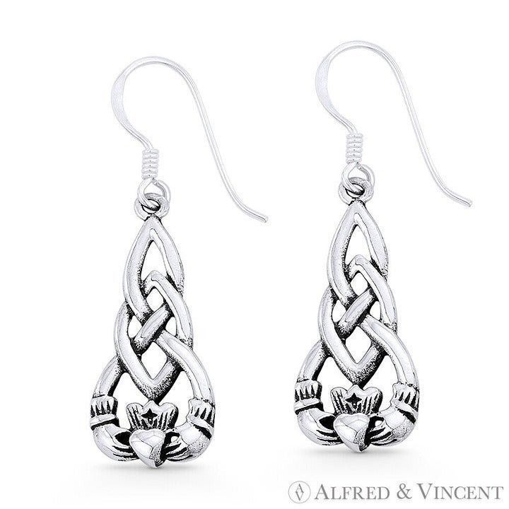 Other Claddagh Heart Irish Celtic Knot Dangling Hook Earrings Size ONE SIZE - 1 Preview