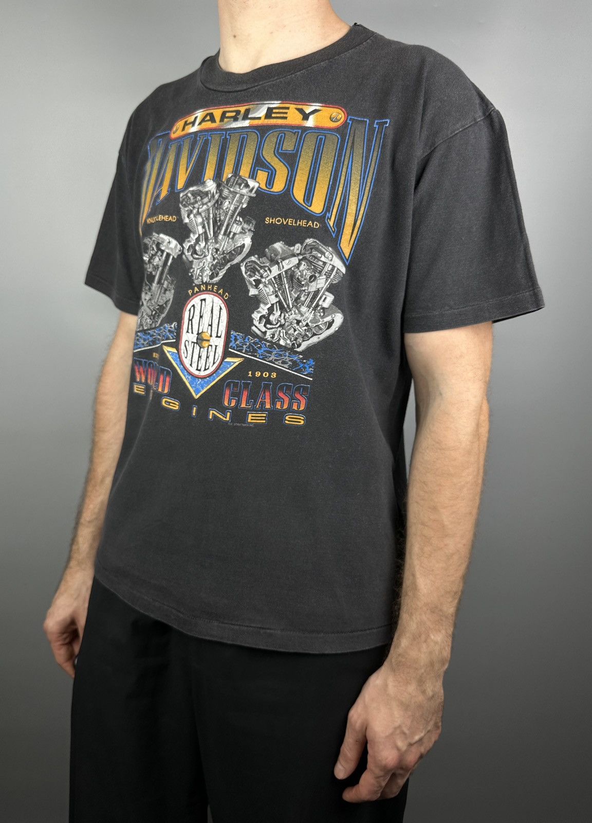 Harley Davidson Vintage Harley Davidson Real Steel USA Graphic TShirt Pig 3D Size US L / EU 52-54 / 3 - 14 Thumbnail