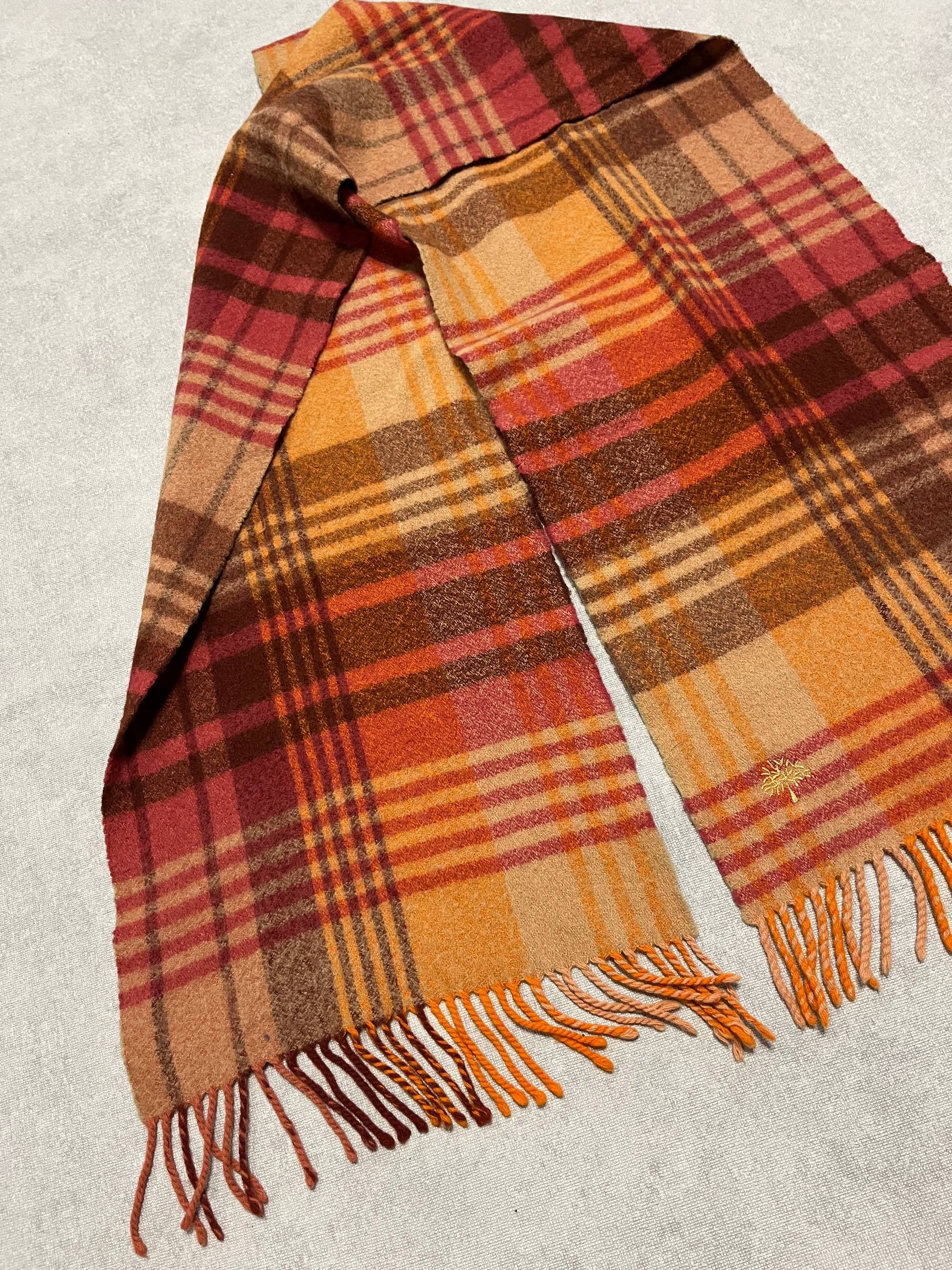 Mulberry Vintage Mulberry Orange Wool Scarf Check 164/32cm 64/12inch Size ONE SIZE - 7 Thumbnail