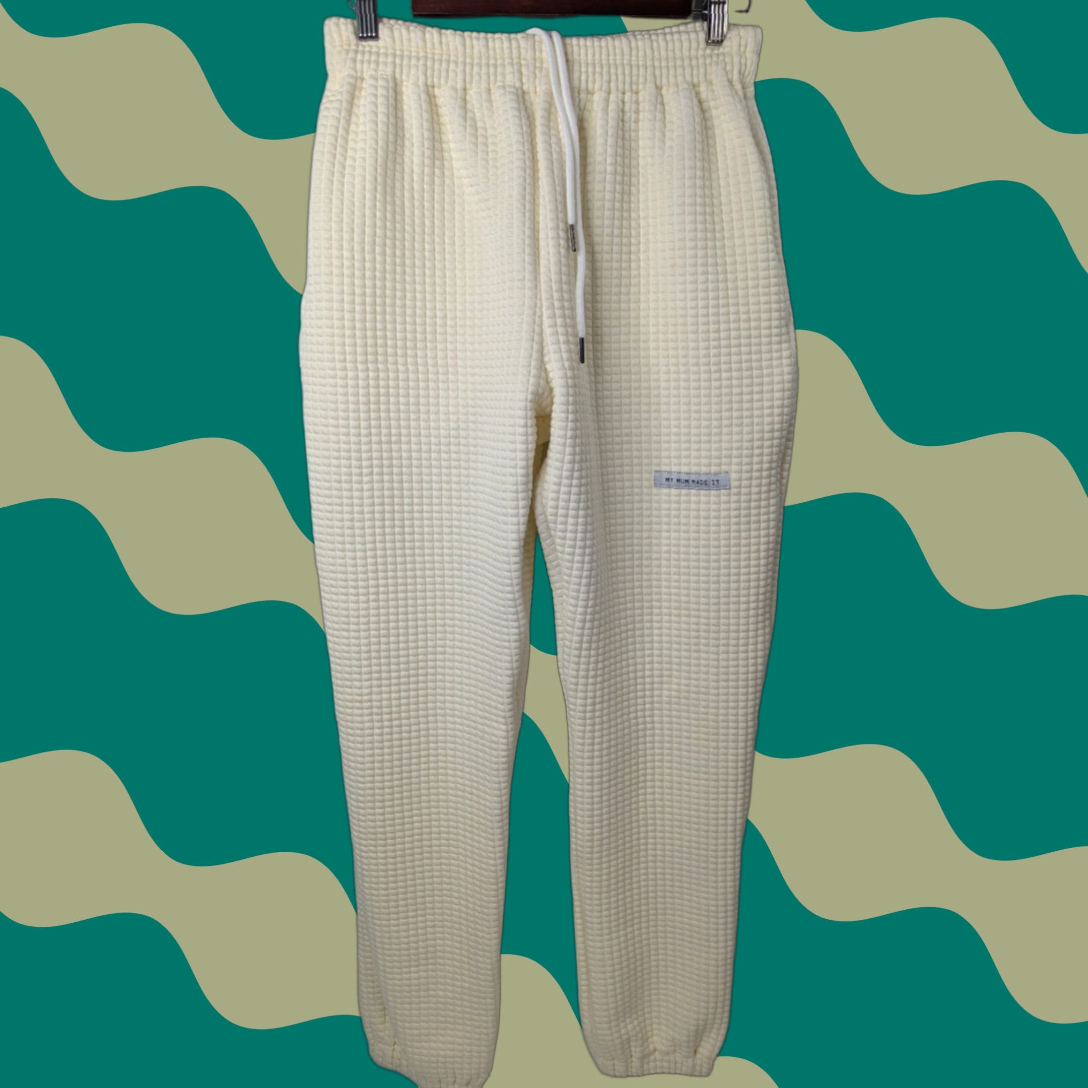 Vintage My Mum Made It Waffle Quilted Lounge Sweatpants Buttercream Women's Size 1 Size 25" / US 0 / IT 36 - 1 Thumbnail