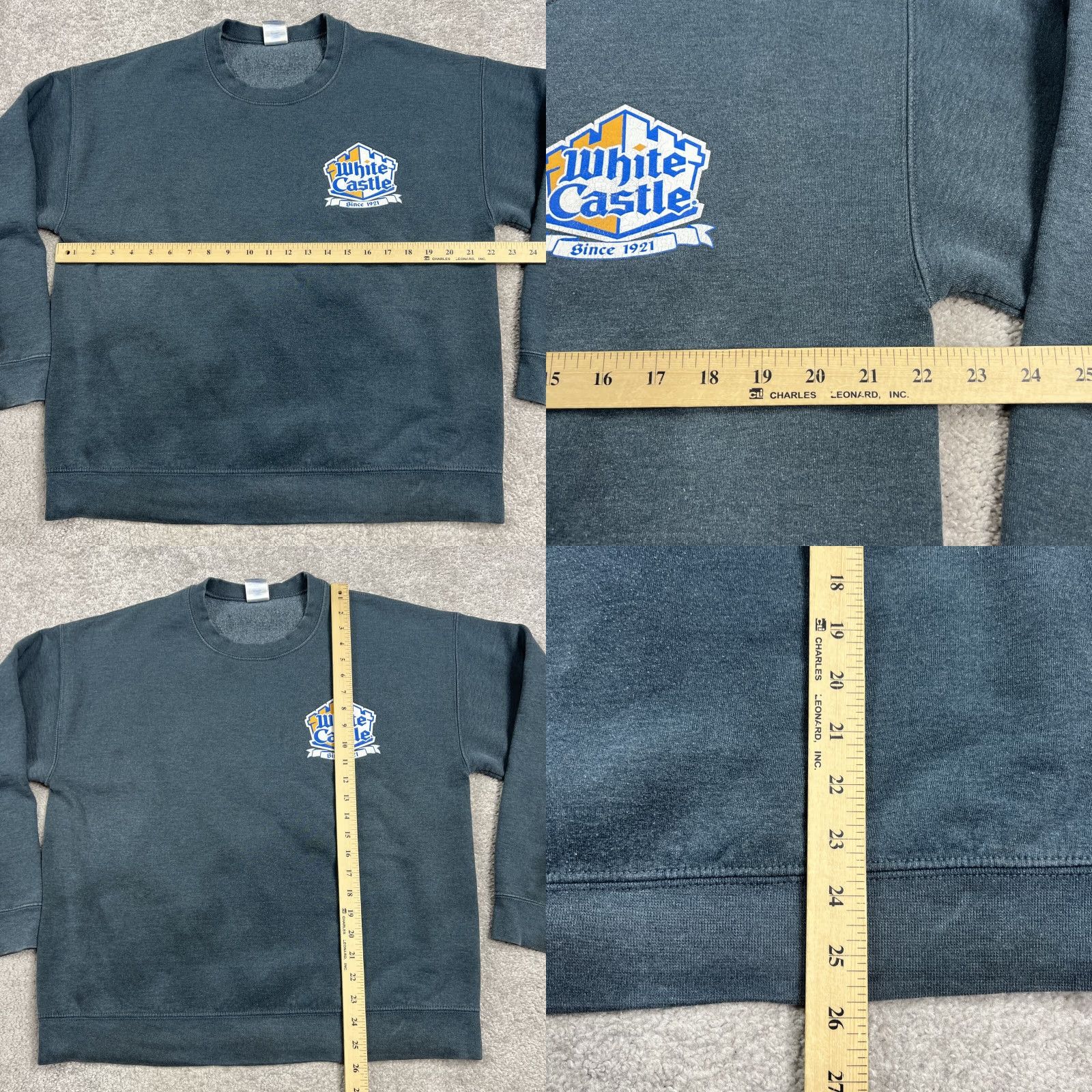 Gildan VINTAGE Gildan Sweatshirt Men Large Gray White Castle Retro Y2K Logo Graphic Print Stains Size US L / EU 52-54 / 3 - 9 Thumbnail