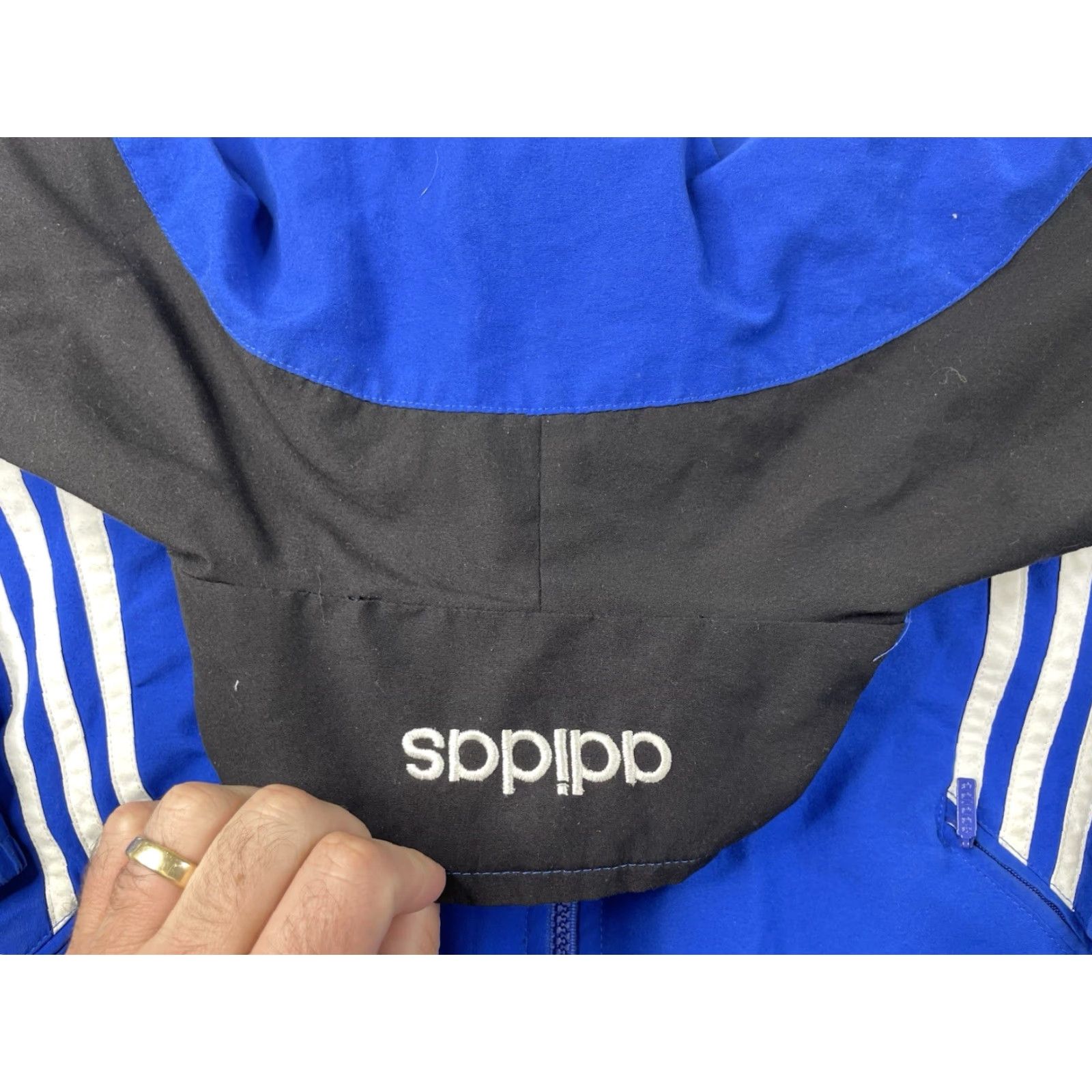 Adidas VINTAGE adidas Track Jacket Full Zip Blue Black Mens L Soccer Retro Size US L / EU 52-54 / 3 - 3 Thumbnail