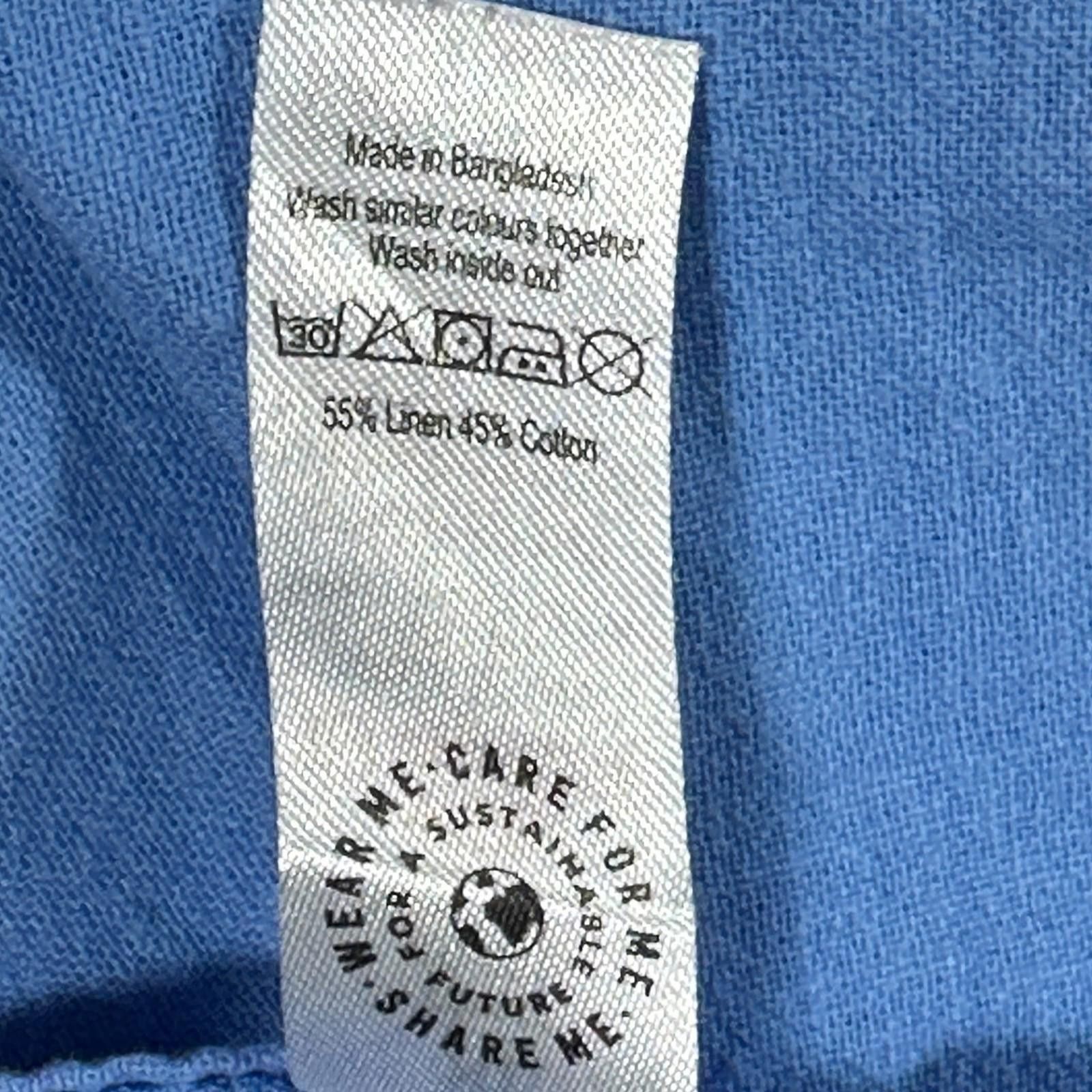 George George Shirt Men's UK Size XL Blue Short Sleeve Linen Pocket Size US XL / EU 56 / 4 - 11 Thumbnail