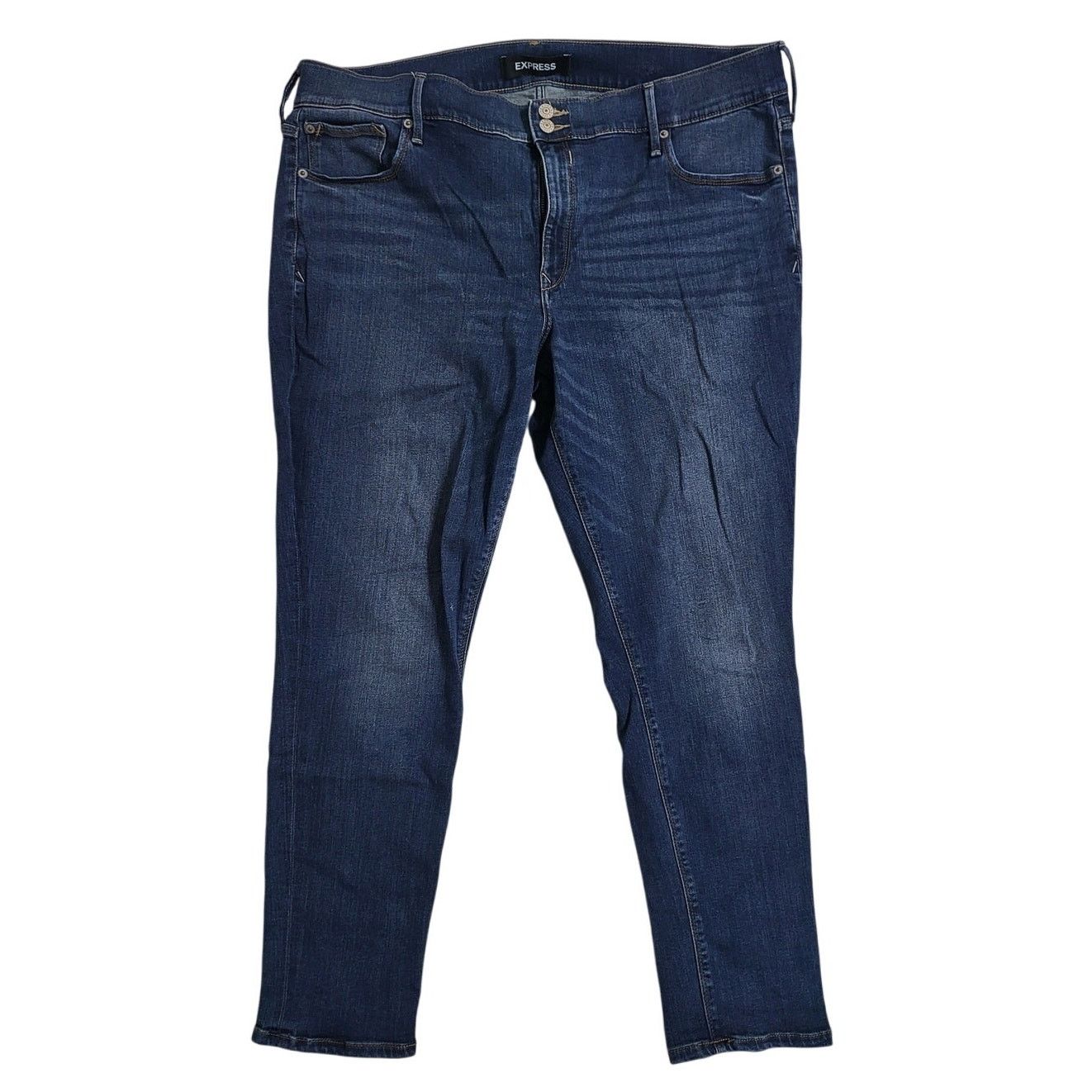 Express Express Stretch Perform. Dark Wash Crop Legging Mid Rise -18 Size 40" / US 18 - 1 Thumbnail