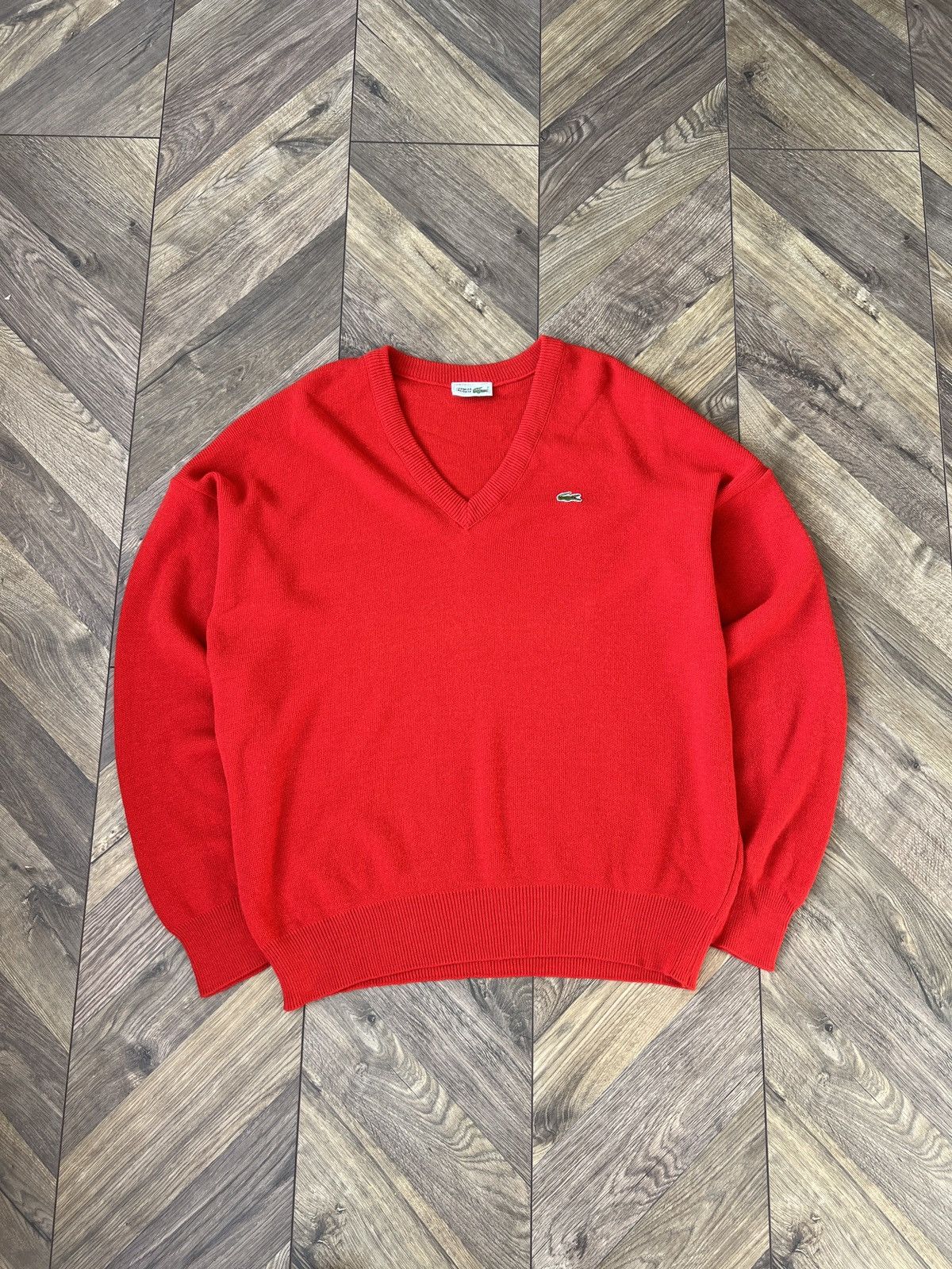 Designer × Lacoste × Vintage Vintage Lacoste V-neck knitted sweater Size US L / EU 52-54 / 3 - 4 Thumbnail