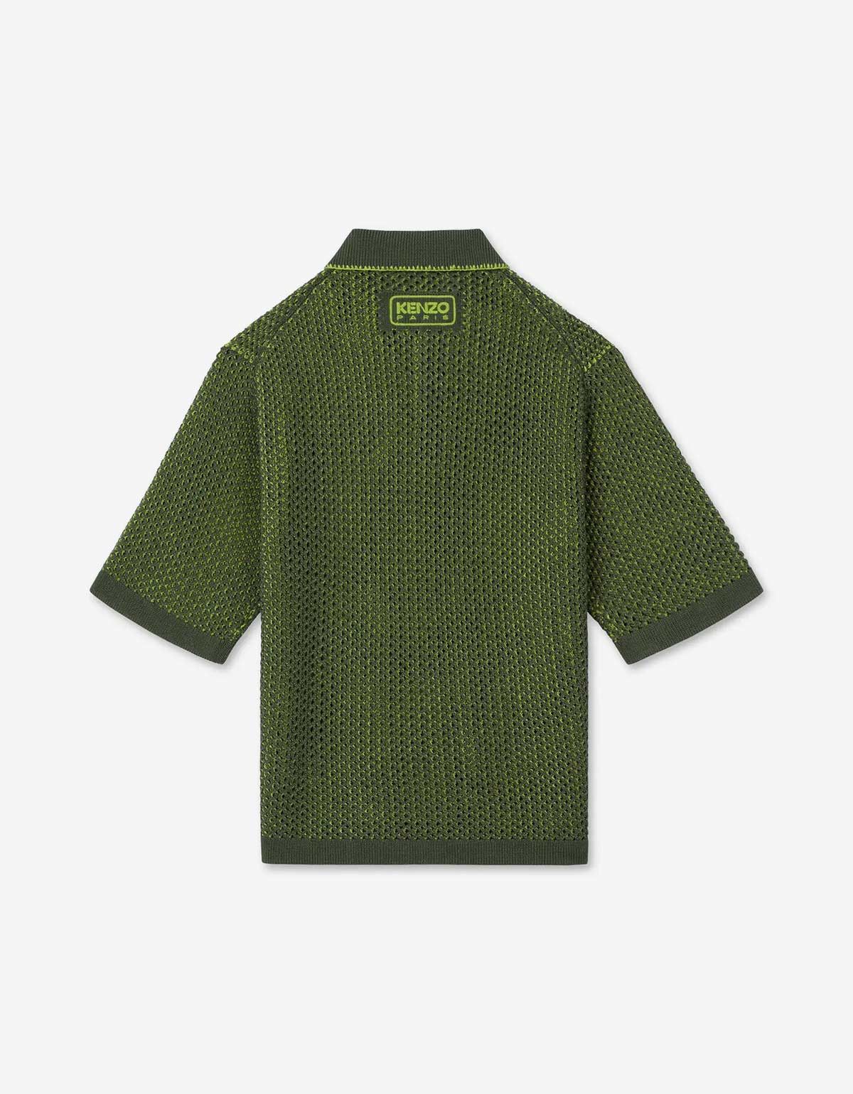 Kenzo Kenzo Green Oversized Embroidered Knitted Polo Shirt Size US S / EU 44-46 / 1 - 2 Thumbnail