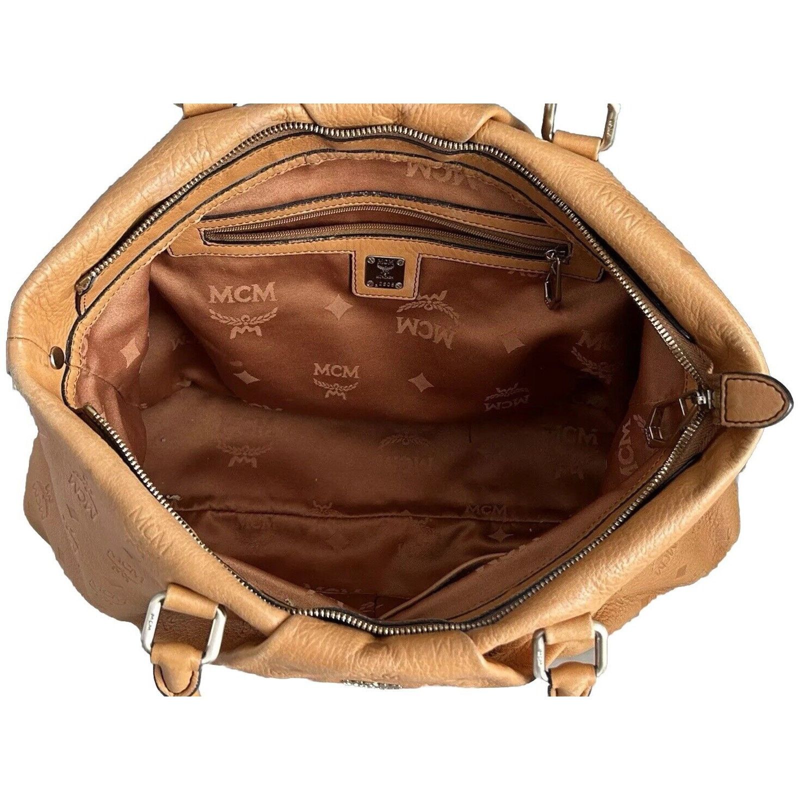 MCM MCM Visetos Leather Cross Shoulder Bag Camel Tan Handbag Size ONE SIZE - 4 Thumbnail