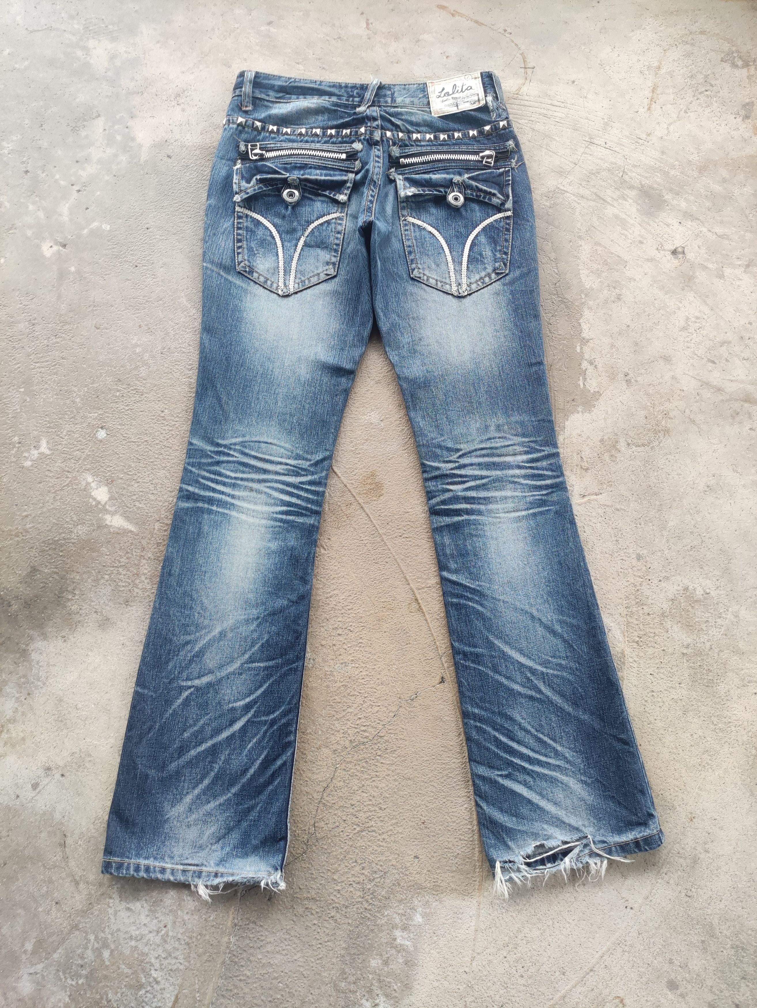 Japanese Brand Vintage Lolita Beast Flare Denim Distressed Faded Denim Size 32" / US 10 / IT 46 - 8 Thumbnail