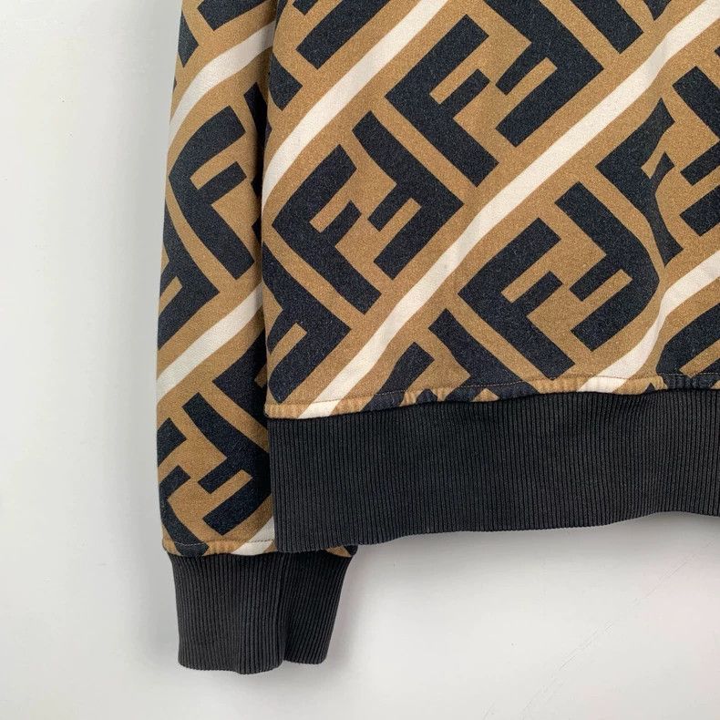 Fendi FENDI Logo monogram letter full-print brown crewneck cotto Size US S / EU 44-46 / 1 - 4 Thumbnail