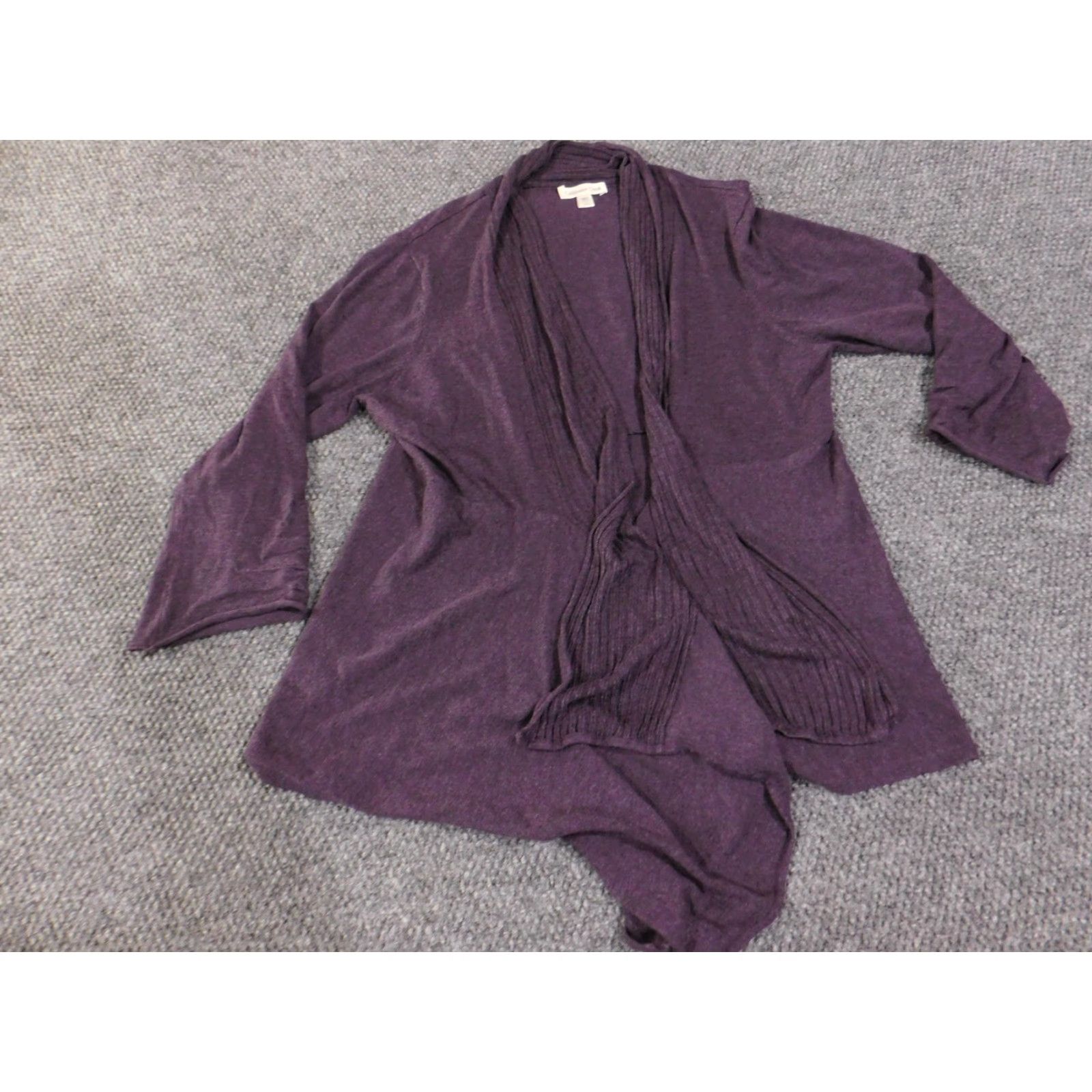 Coldwater Creek VINTAGE? (No) Coldwater Creek Cardigan Womens L Purple Open Front Draped Hem Knit Sweater Ladies Large Asymmetrical Hem Size L / US 10 / IT 46 - 3 Thumbnail