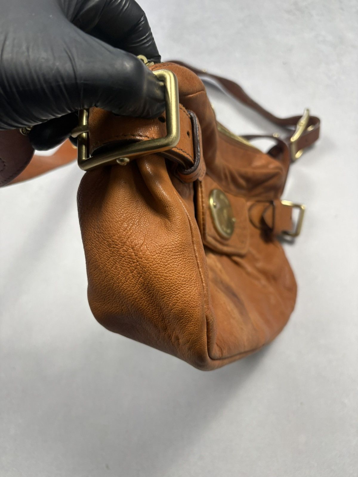 Mulberry Mulberry Vintage Brown Leather Crossbody Bag Brass Plaque Size ONE SIZE - 5 Thumbnail