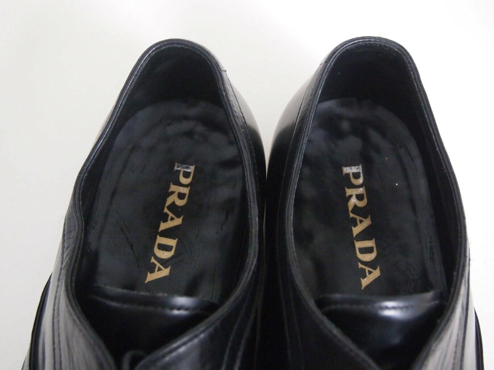 Prada Prada Derby Oxford Black Leather Mens Shoe Size EU 44 US 11 Size US 11 / EU 44 - 7 Thumbnail