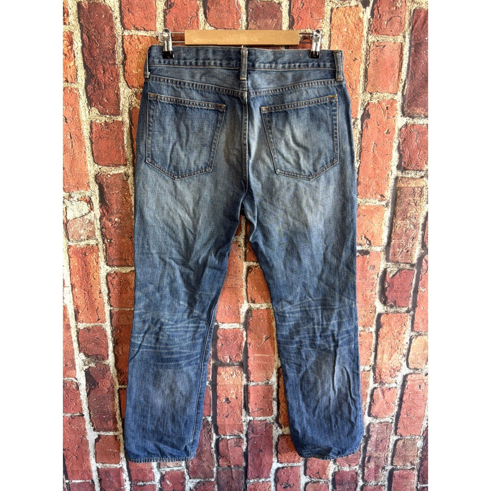 J.Crew J.CREW Jeans Mens 32x32 Blue Denim Straight Regular 5-Pocket Design Stretch Dark Cotton Blend Vintage No Size US 32 / EU 48 - 3 Thumbnail