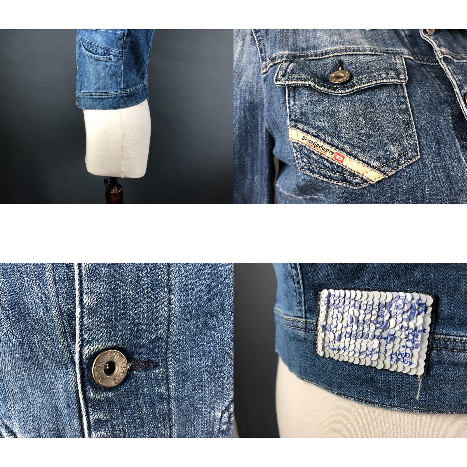 Diesel Diesel Jacket Blue Denim Women's M Casual Long Sleeve Button Front Patch Logo Size M / US 6-8 / IT 42-44 - 8 Thumbnail