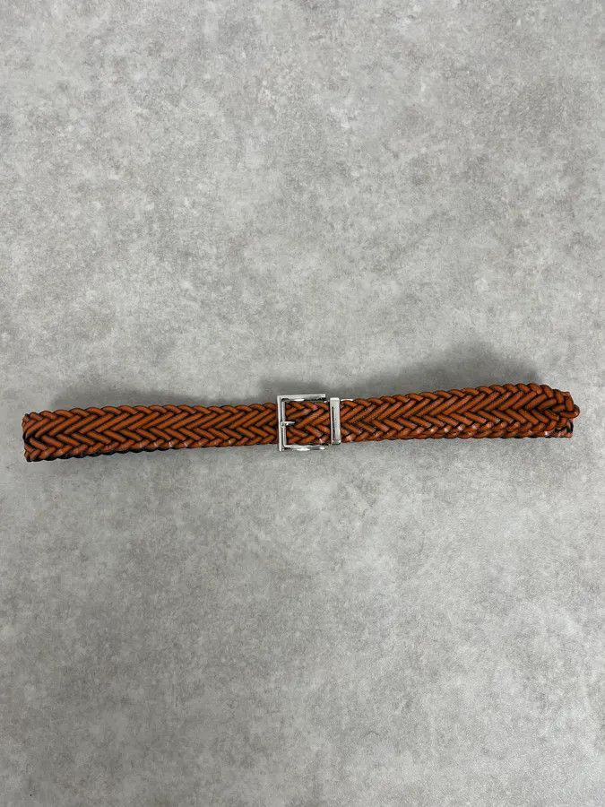 Prada Prada Reversible Navy & Orange Woven Premium Leather Belt Size ONE SIZE - 4 Thumbnail