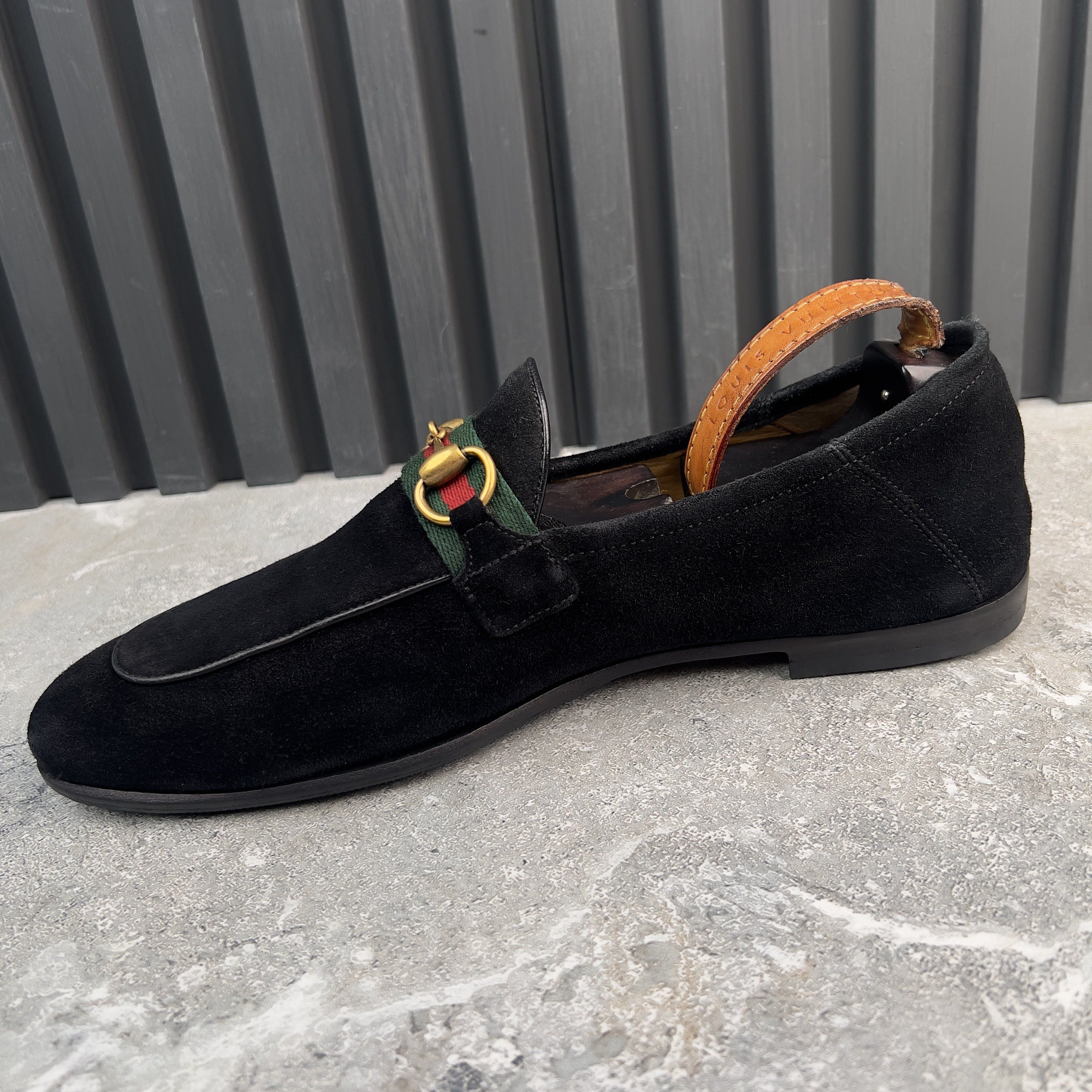 Gucci Jordaan Horsebit Web Loafers Black Suede Size US 9.5 / EU 42-43 - 7 Thumbnail