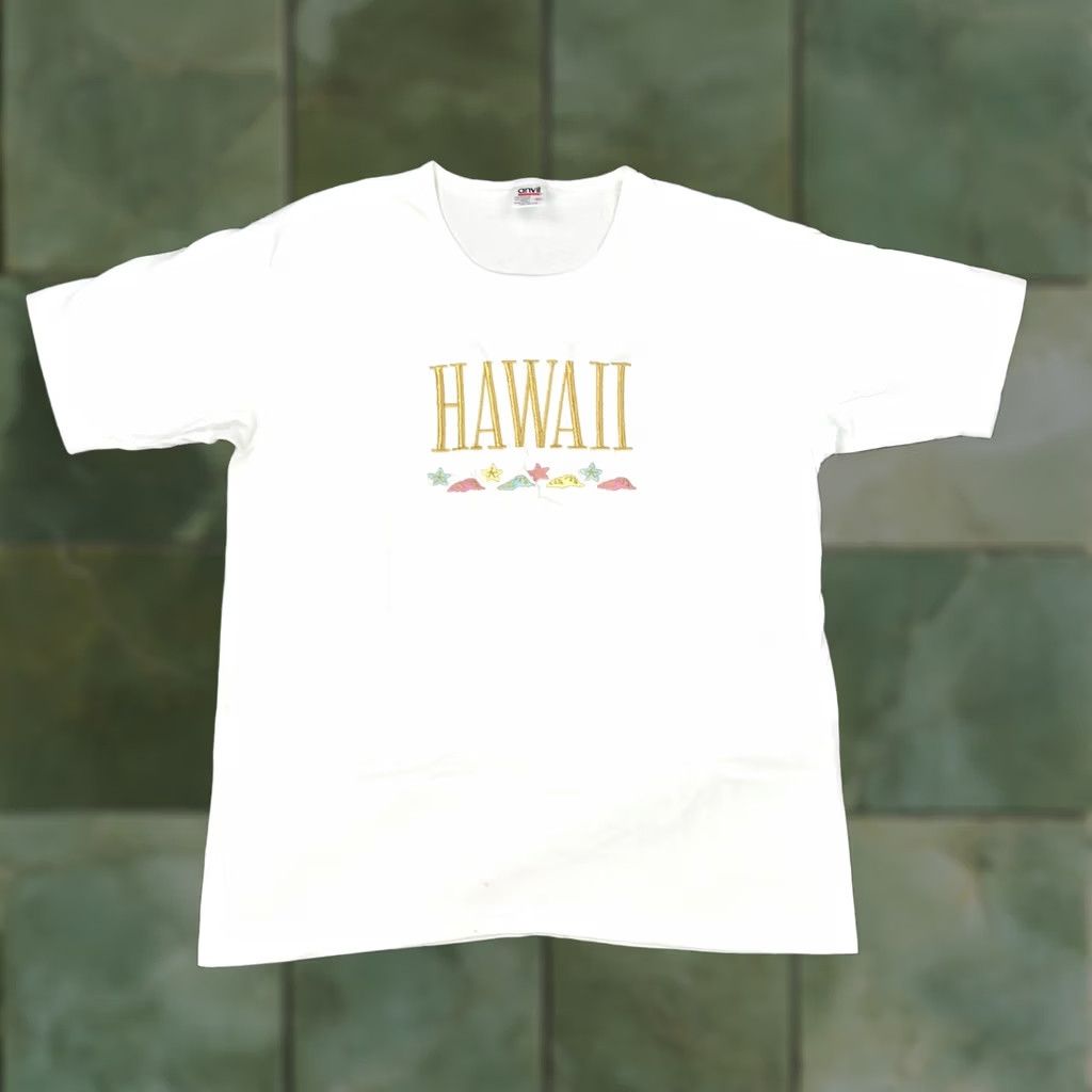 Anvil VINTAGE Hawaii White T Shirt Womens XL Embroidered Made USA 90s Single Stitch Anvil Shirt Short Sleeve Cotton Mens Womens Boys Girls Size XL / US 12-14 / IT 48-50 - 1 Thumbnail