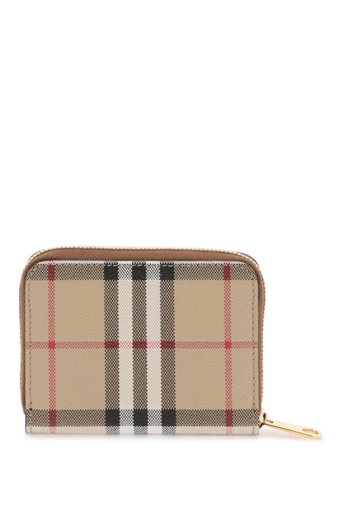 image of Burberry O1S22I1N1223 Zip-Around Check Wallet In Beige, Women's