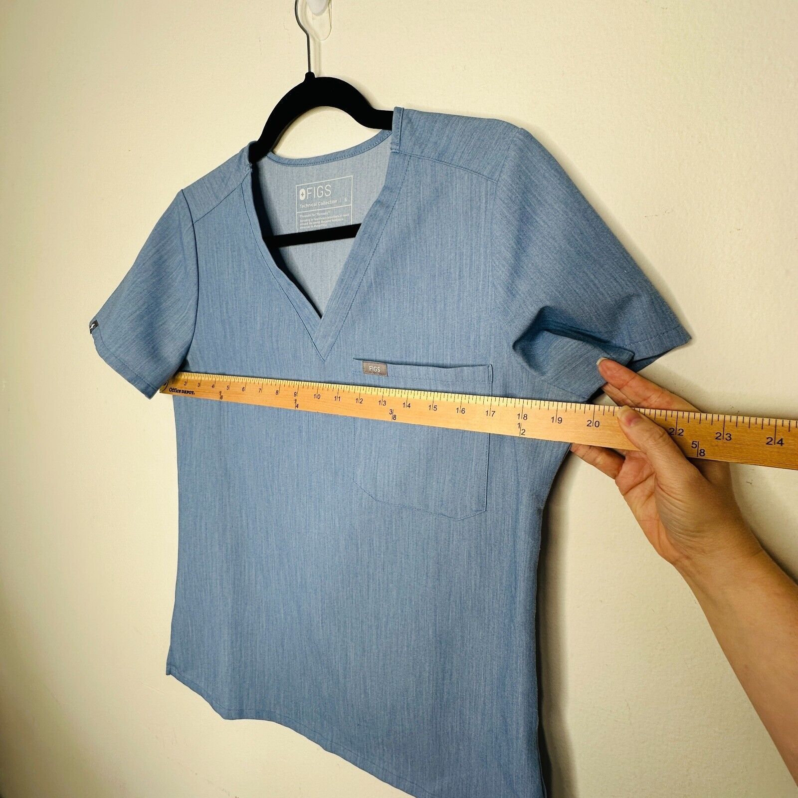 Other Figs Denim Blue Catarina VNeck Split Hem Short Sleeve Top S Size S / US 4 / IT 40 - 3 Thumbnail